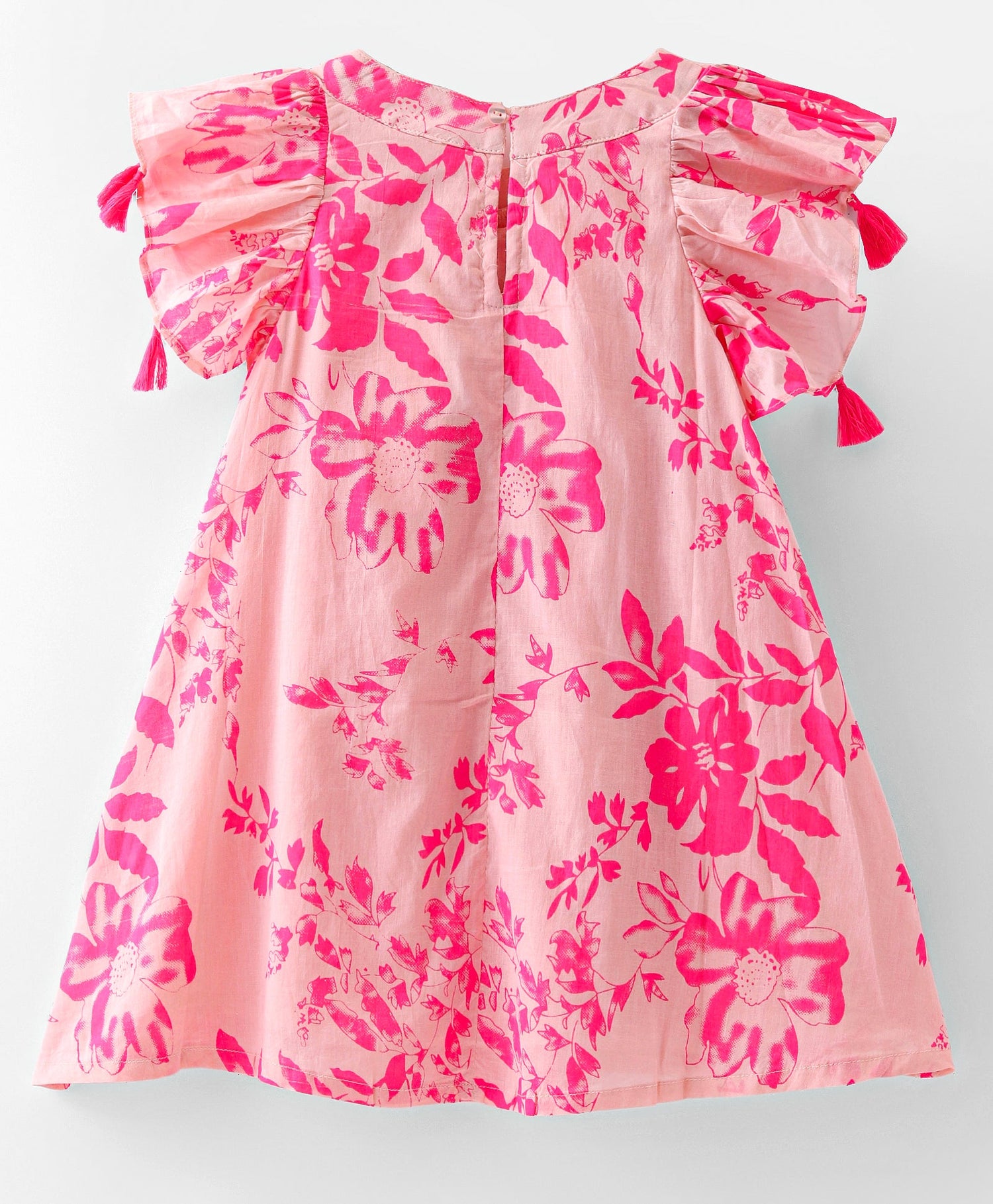 Girls cotton printed dress with tassels