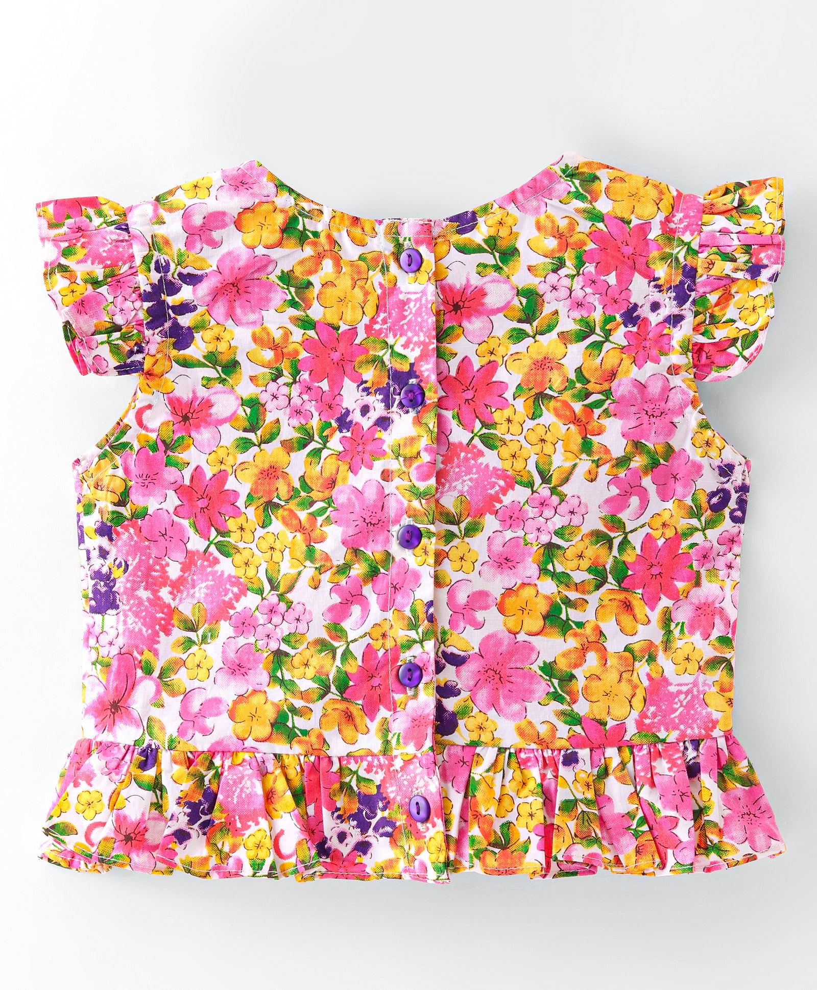 Girls printed cotton top with shorts set