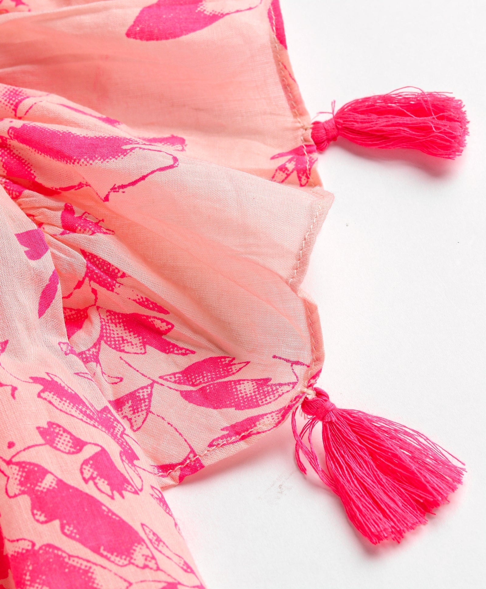 Girls cotton printed dress with tassels