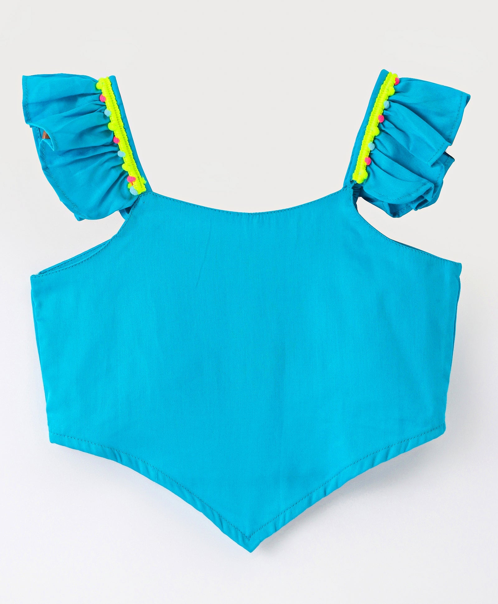 Girls Stylish and Trendy Cotton satin Ruffle off sholuder Top with Shorts