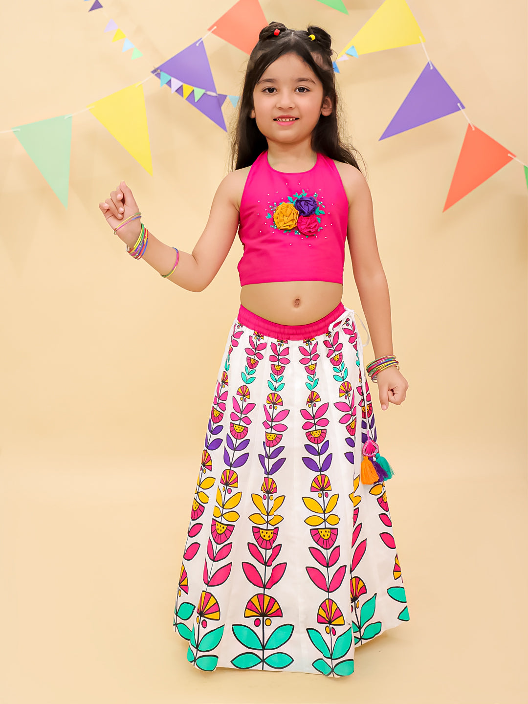 Shor-Gul Pink Lehanga Choli Set For Girls