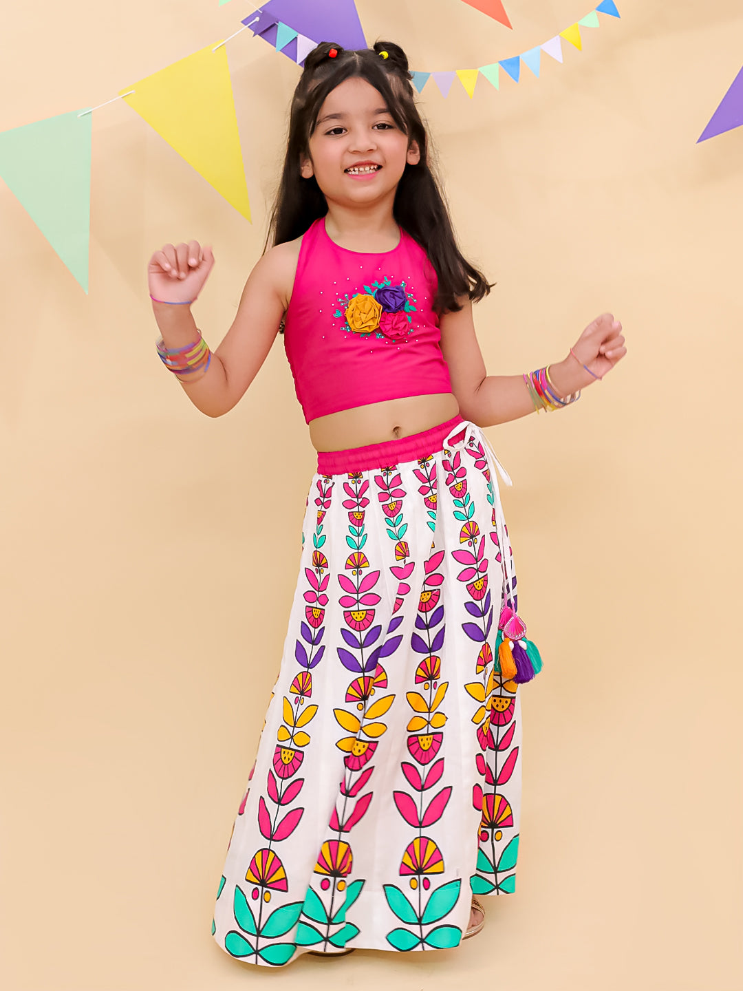 Shor-Gul Pink Lehanga Choli Set For Girls