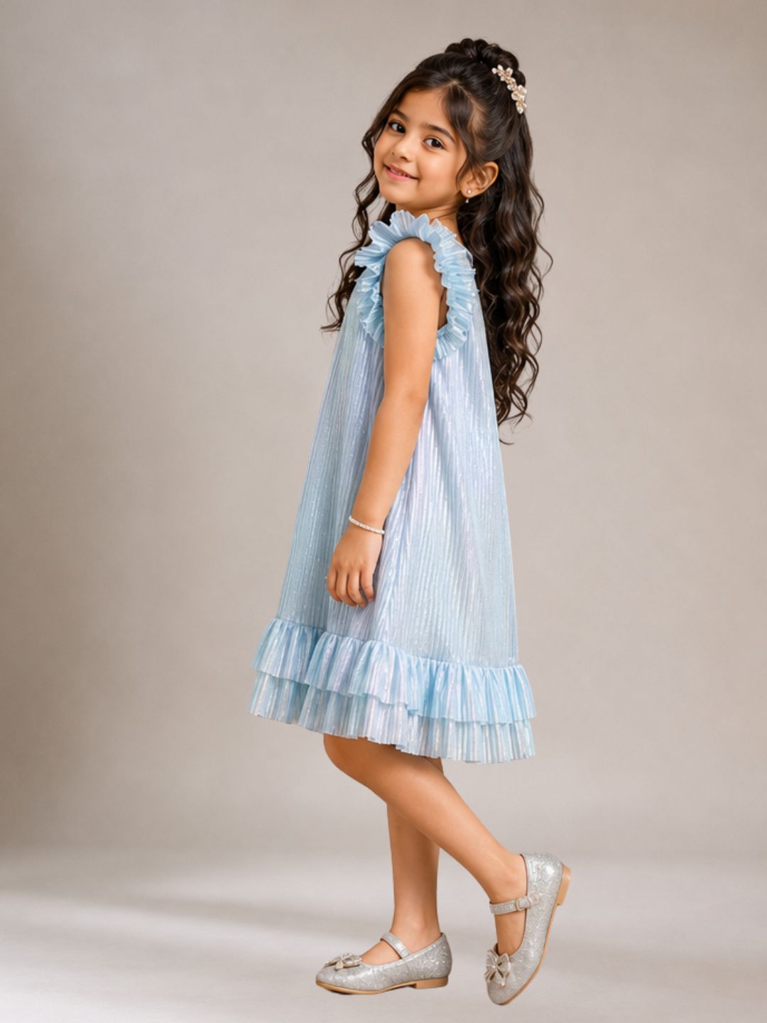 Glam Up Girls Party Sky Blue Dress