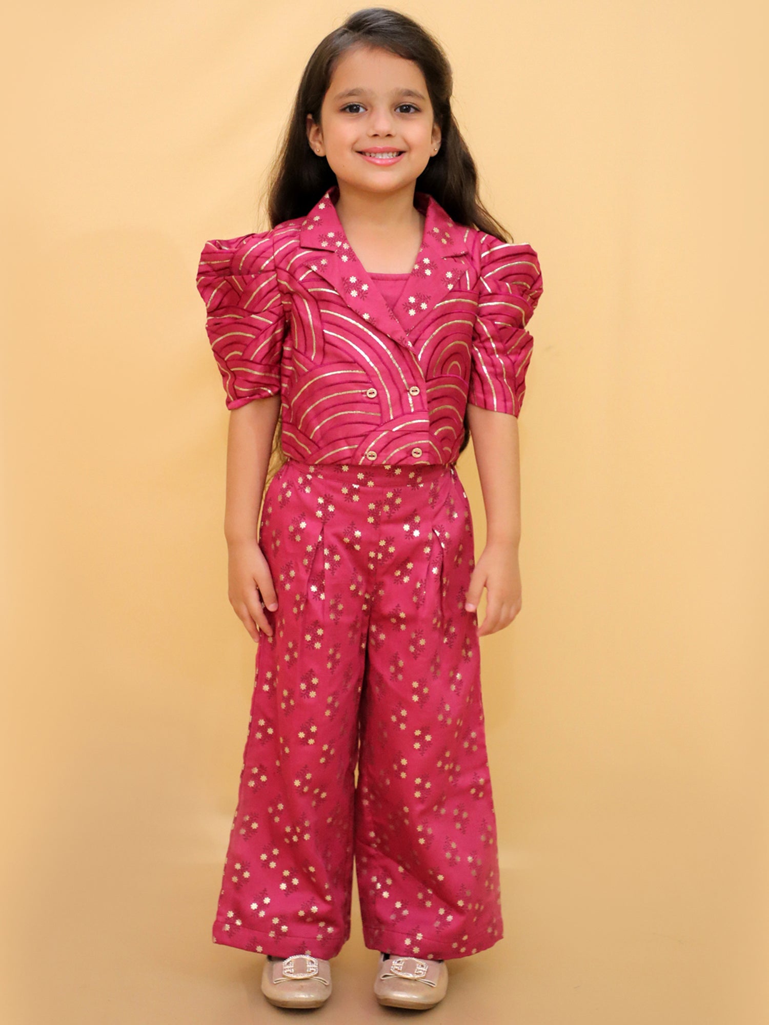 Bollywood Tadka Wine Stylish Jacket and Pant With Bustier Set For Girls
