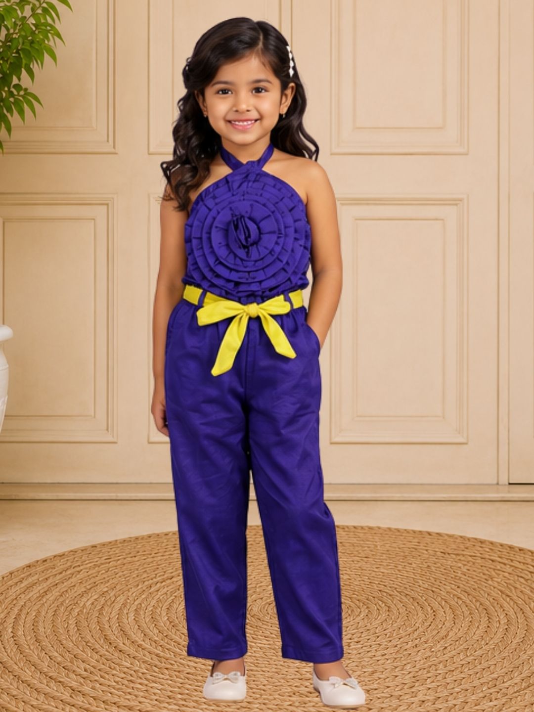 Girls Purple Co-ord sets with 3D rose on Top