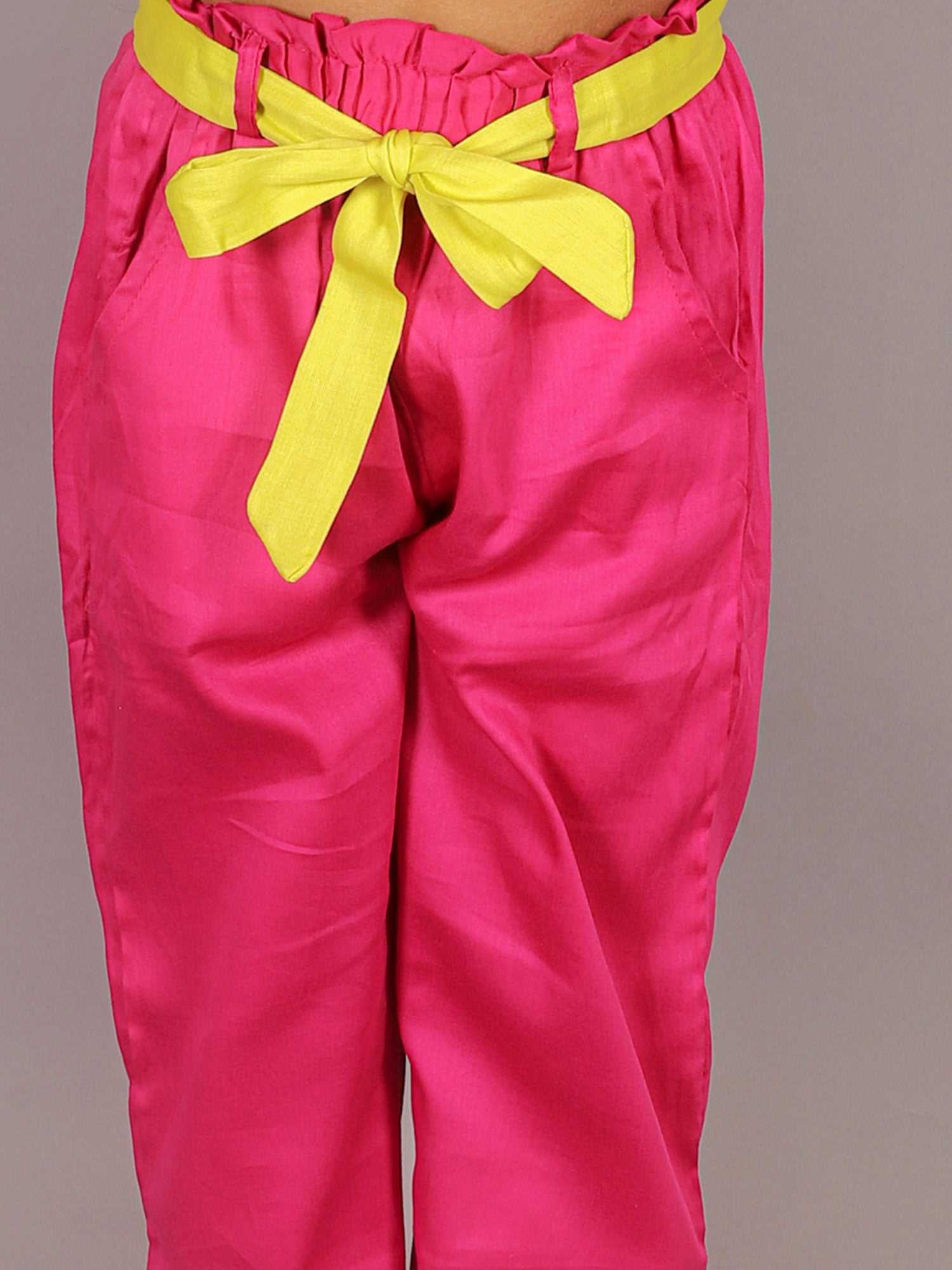 Girls Pink Co-ord sets with 3D rose on Top