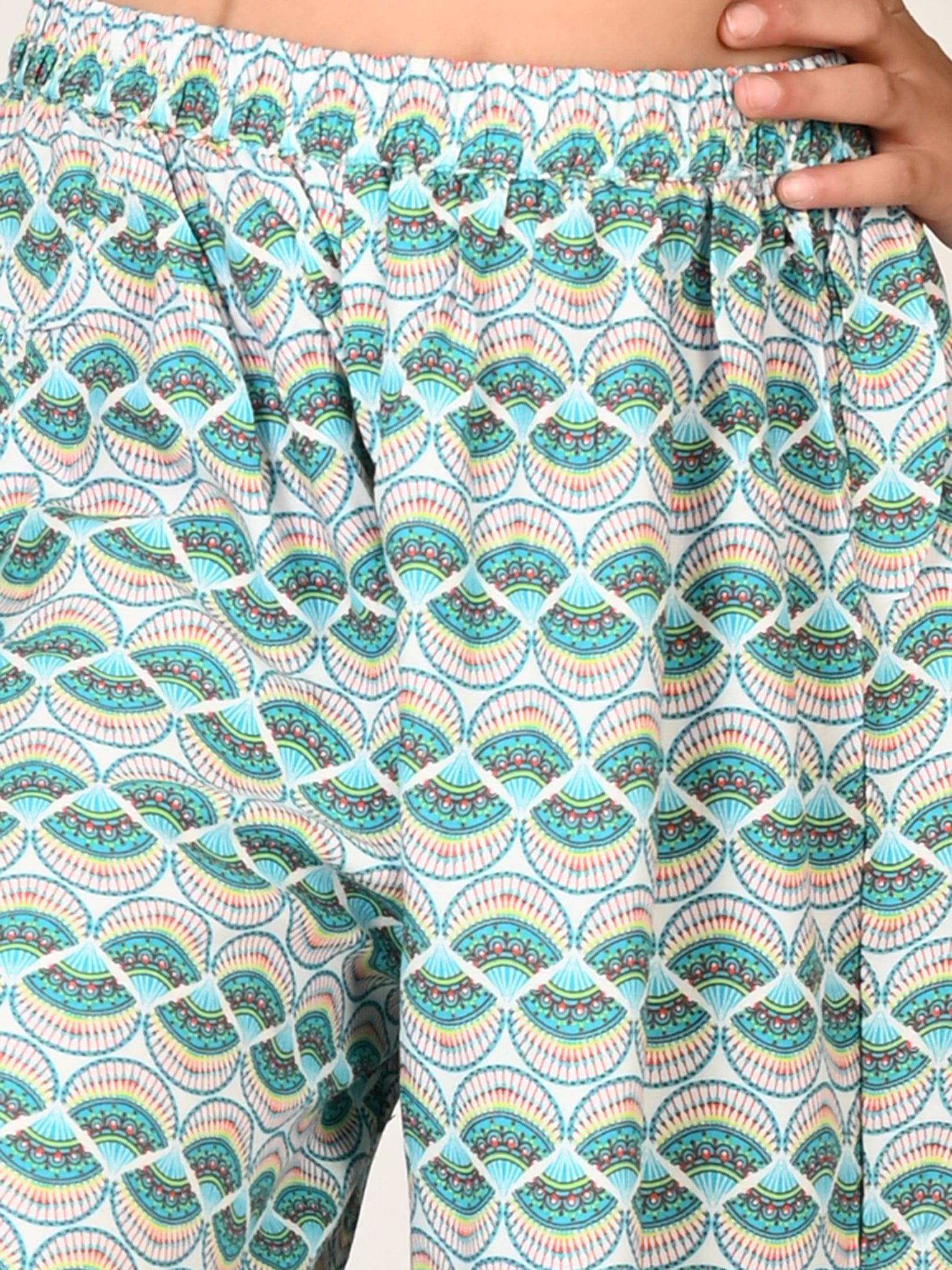 Sassy Boho Girls Green crop Top with pants set from the sibling collection