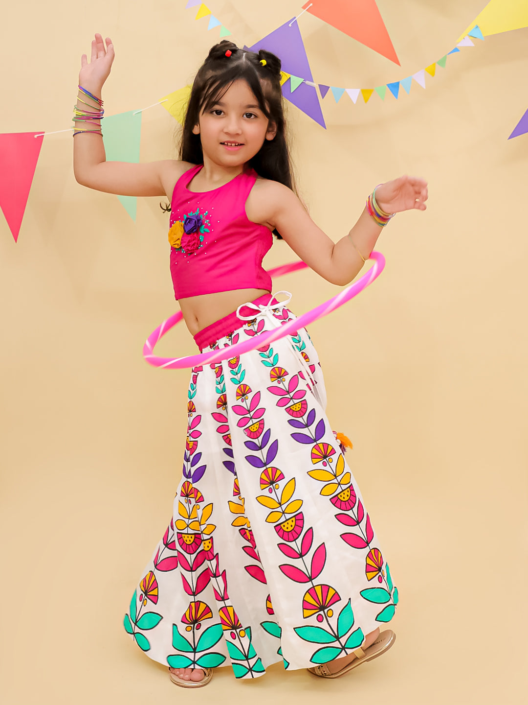 Shor-Gul Pink Lehanga Choli Set For Girls