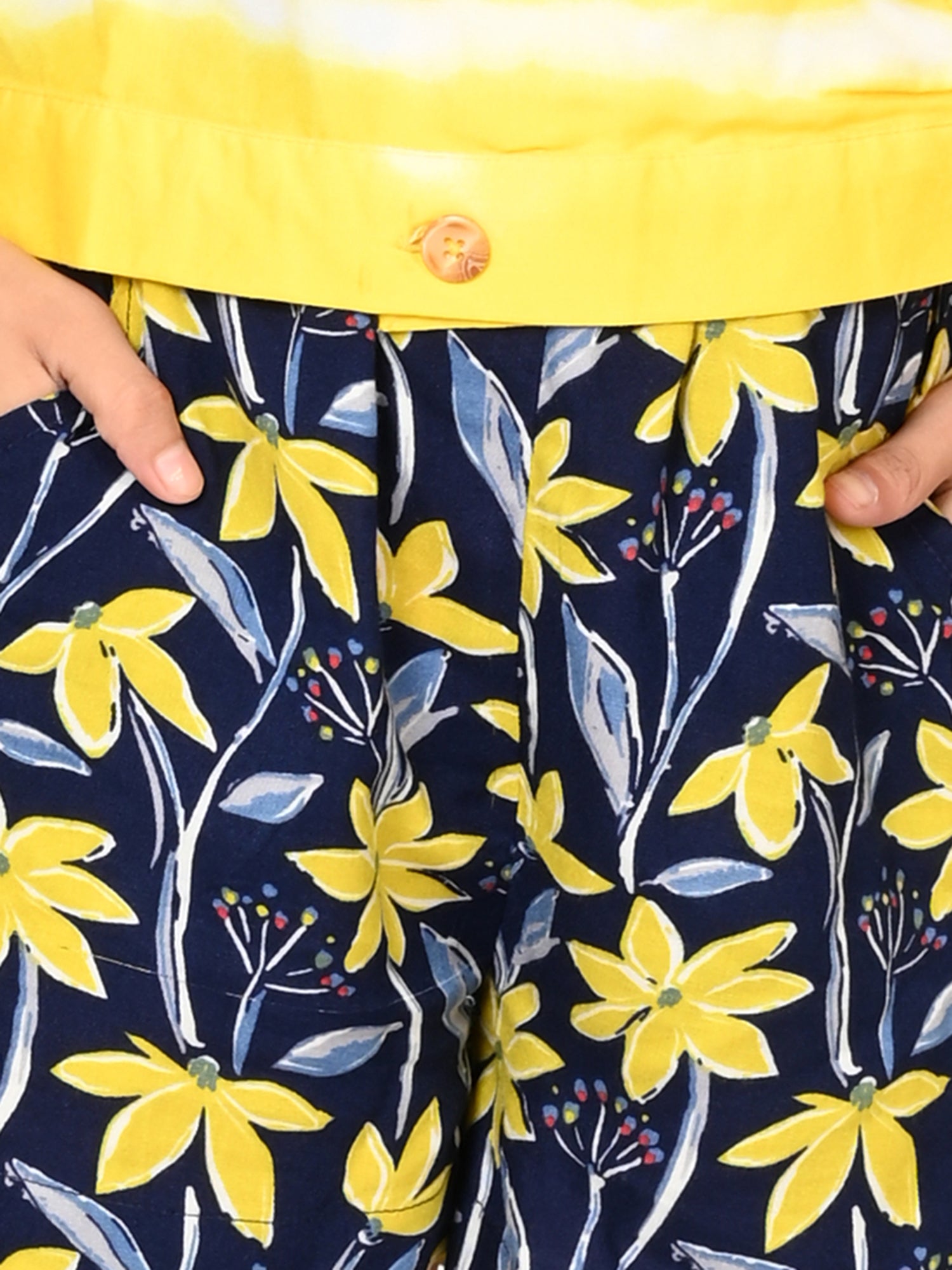 Sassy Boho Girls Yellow crop Top with Shorts set from the sibling Collection