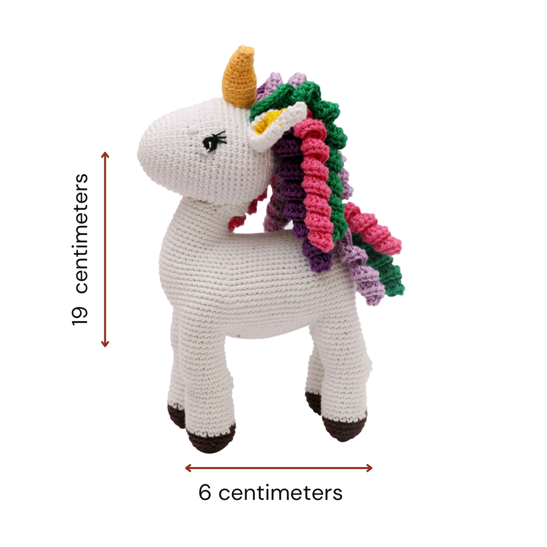 Vibrant Crocheted Unicorn Toy - Handcrafted Wonders