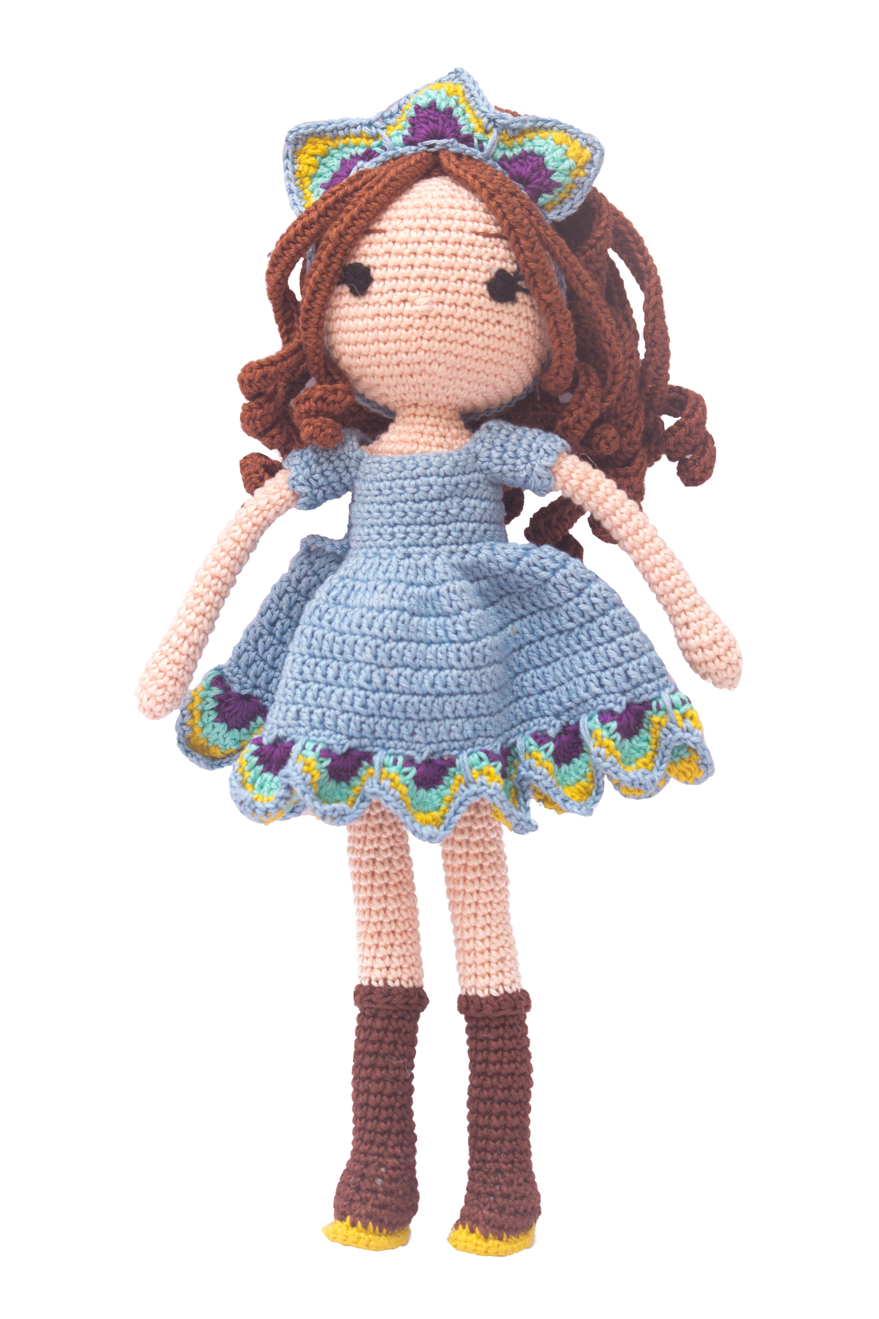 Handcrafted Peacock Princess Crochet Doll