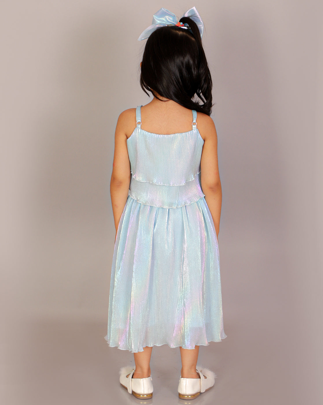 Girls Coord sets, Stylish Rainbow Pleating Spaghetti Top With Rainbow effect pleating Skirt