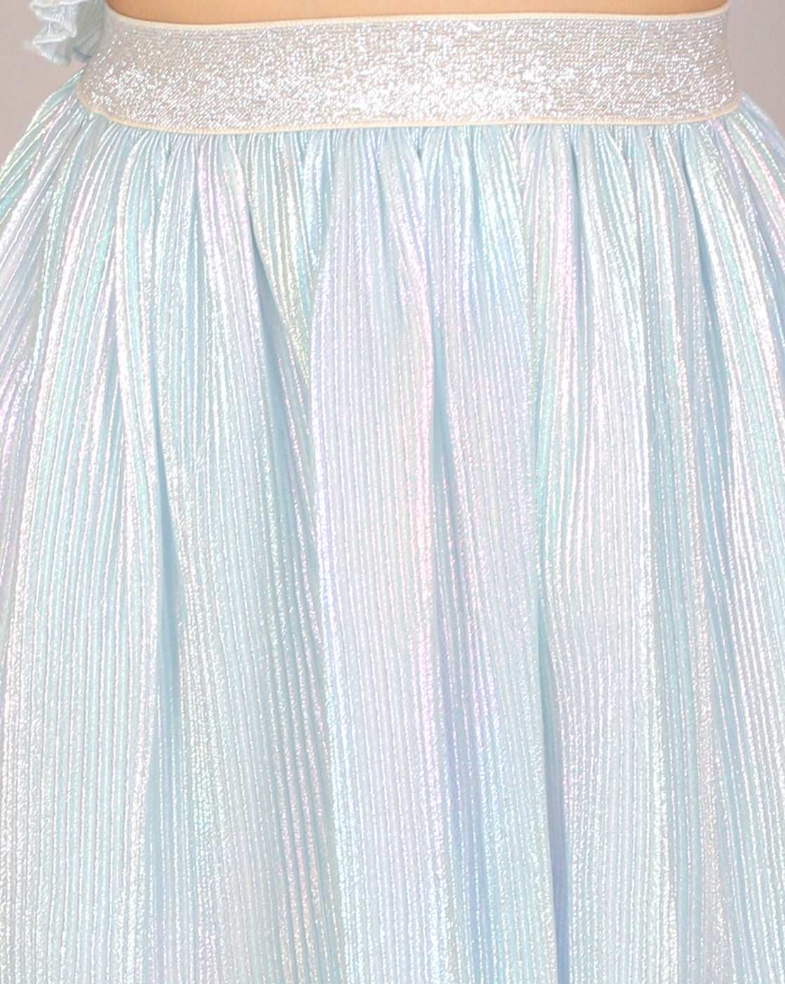 Girls Coord sets, Stylish Rainbow Pleating Spaghetti Top With Rainbow effect pleating Skirt