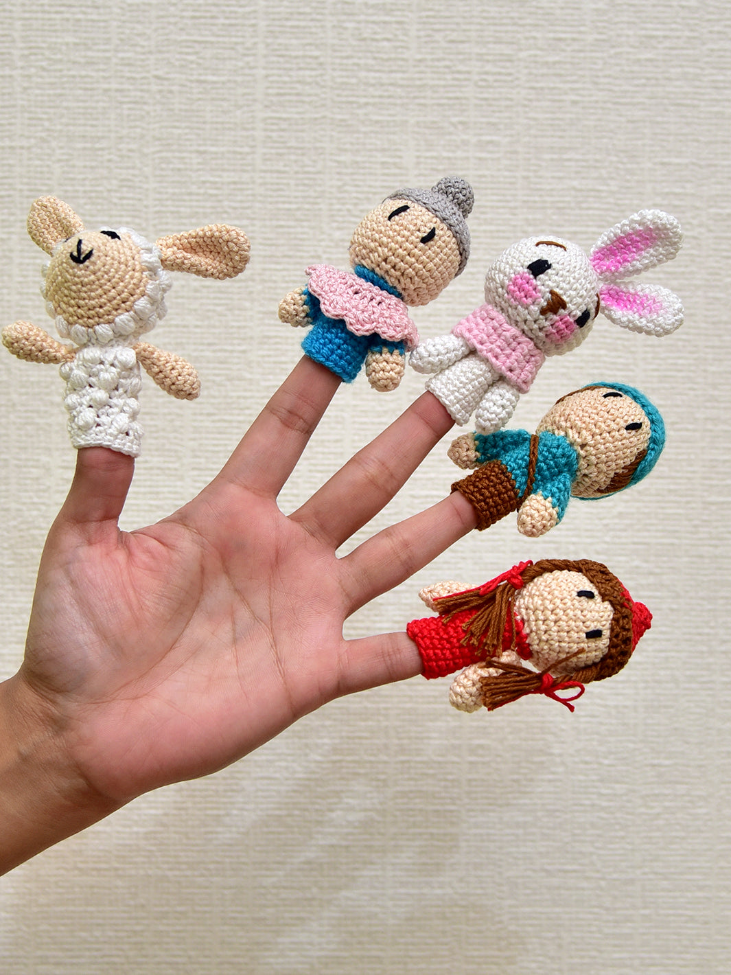 Handcrafted Amigurumi Red Riding Hood Finger Puppet