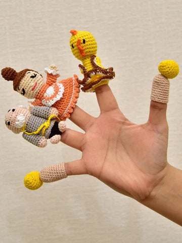 Handcrafted Amigurumi Grandpa Buddies Finger Puppets