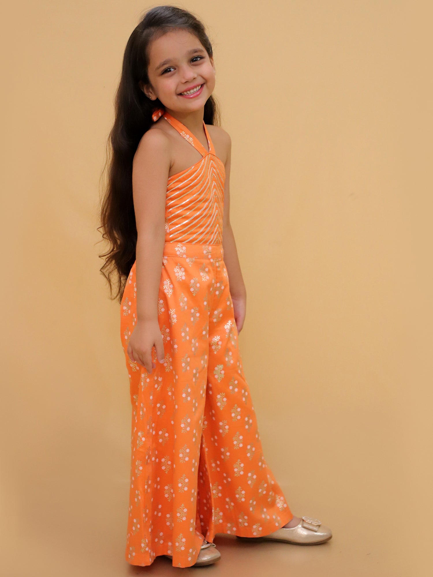 Mehfil Orange Stylish Jumpsuit For Girls