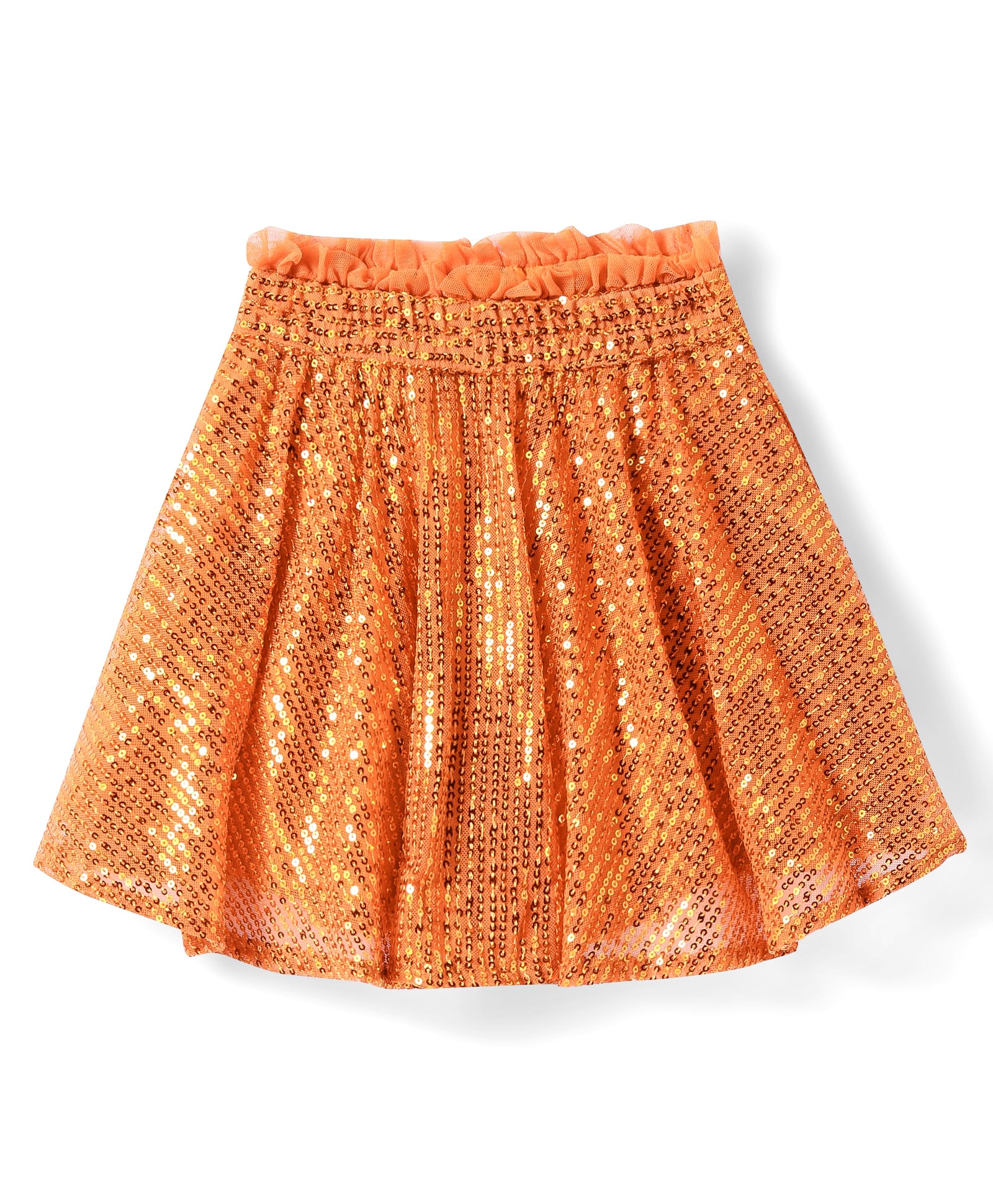 Lil Drama Girls Black Party top with Orange skirt for girls