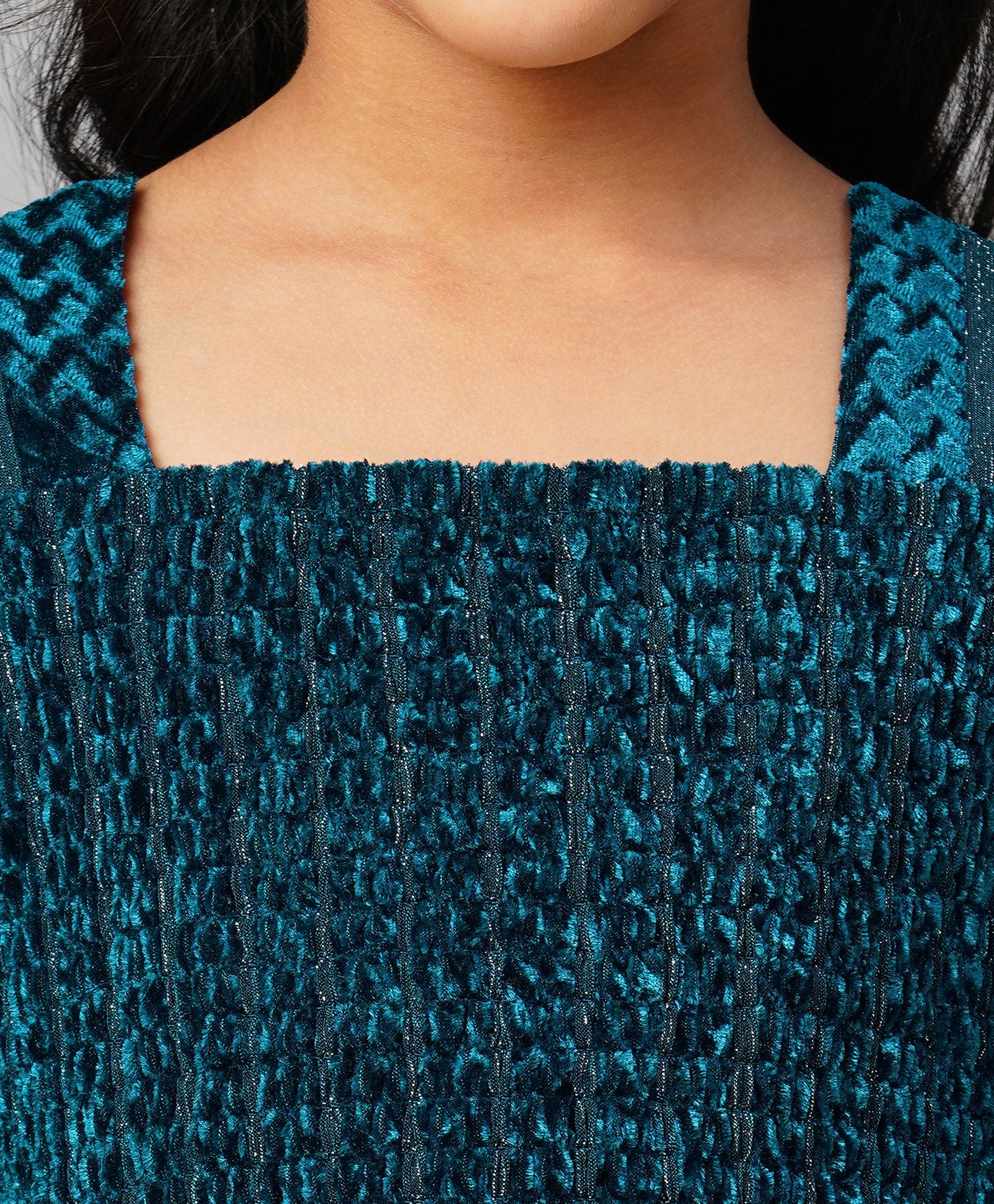 Glam Up Girls Teal Velvet Party Dress