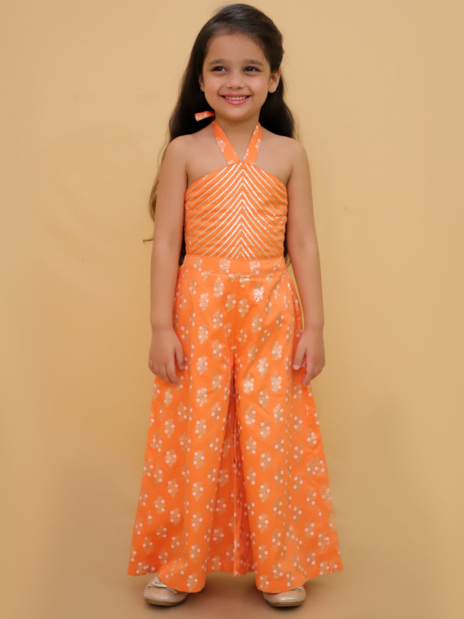 Mehfil Orange Stylish Jumpsuit For Girls