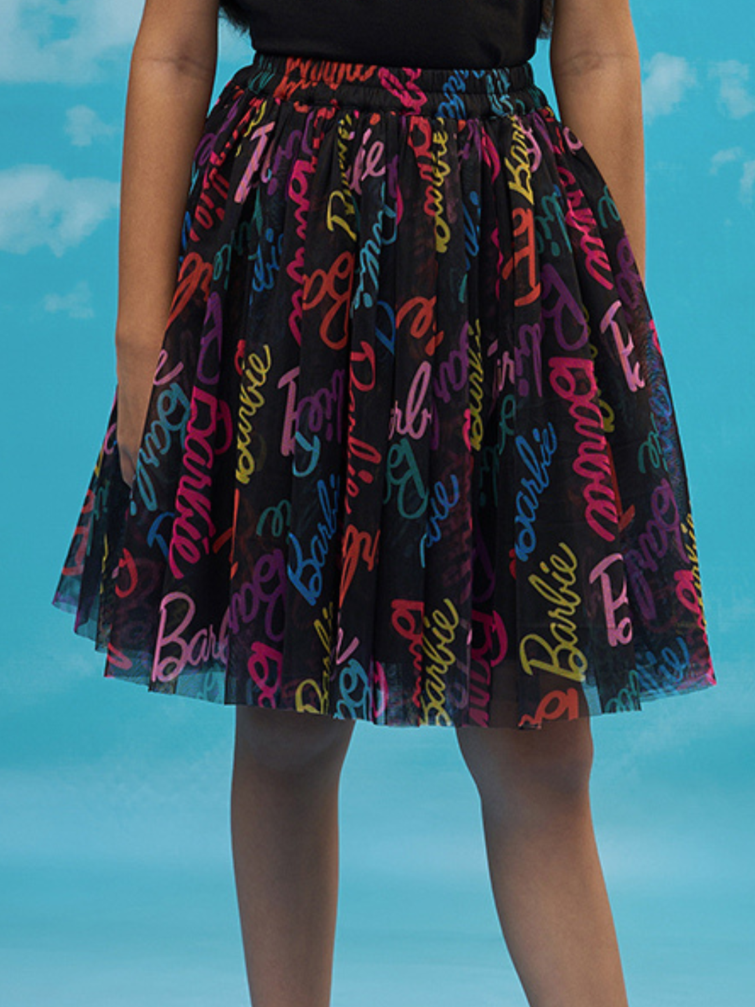 Rainbow Barbie Girls Black Skirt