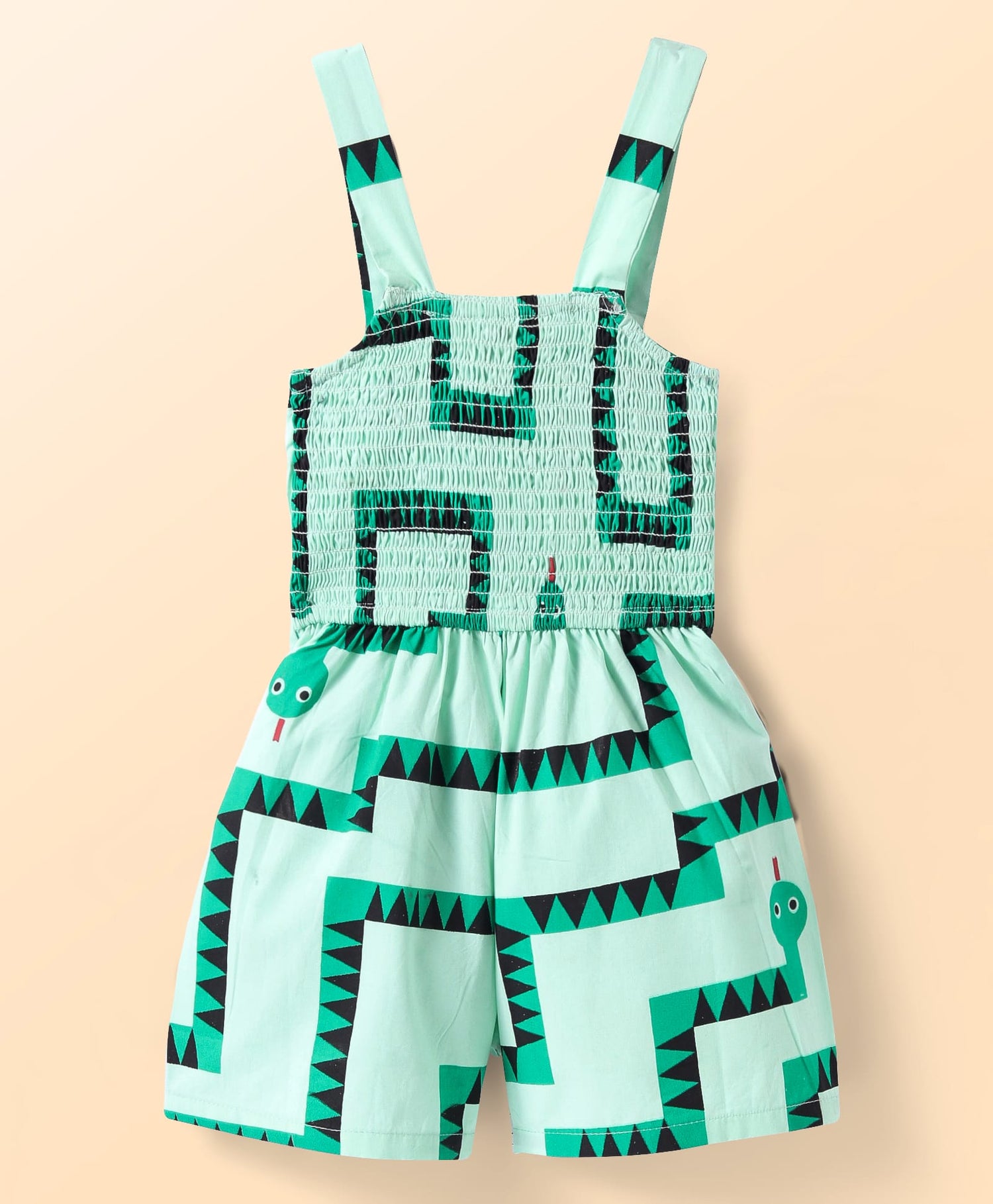 Board game inspired Girls Green Table Print Jumpsuit
