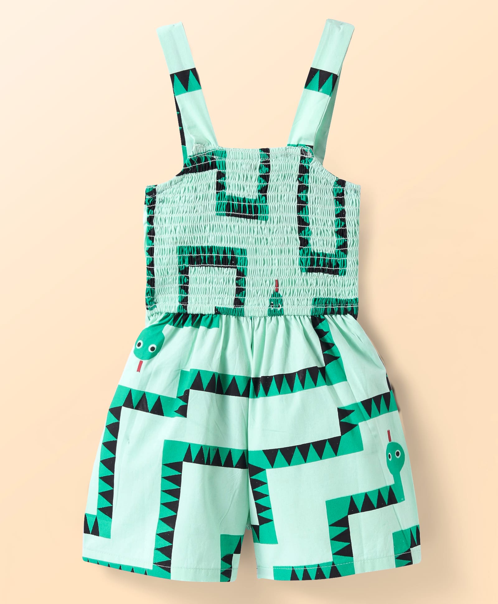 Board game inspired Girls Green Table Print Jumpsuit