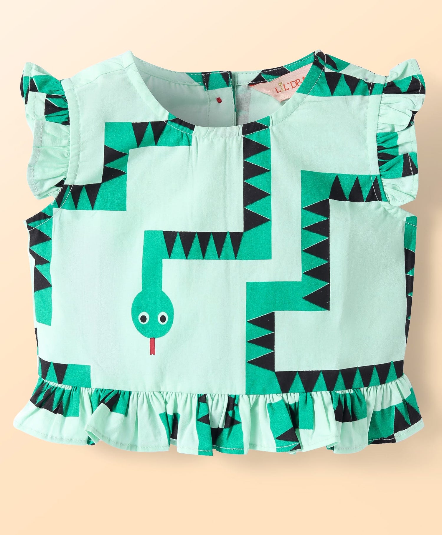 Board game inspired Girls Green Table Print Top and Shorts Sets