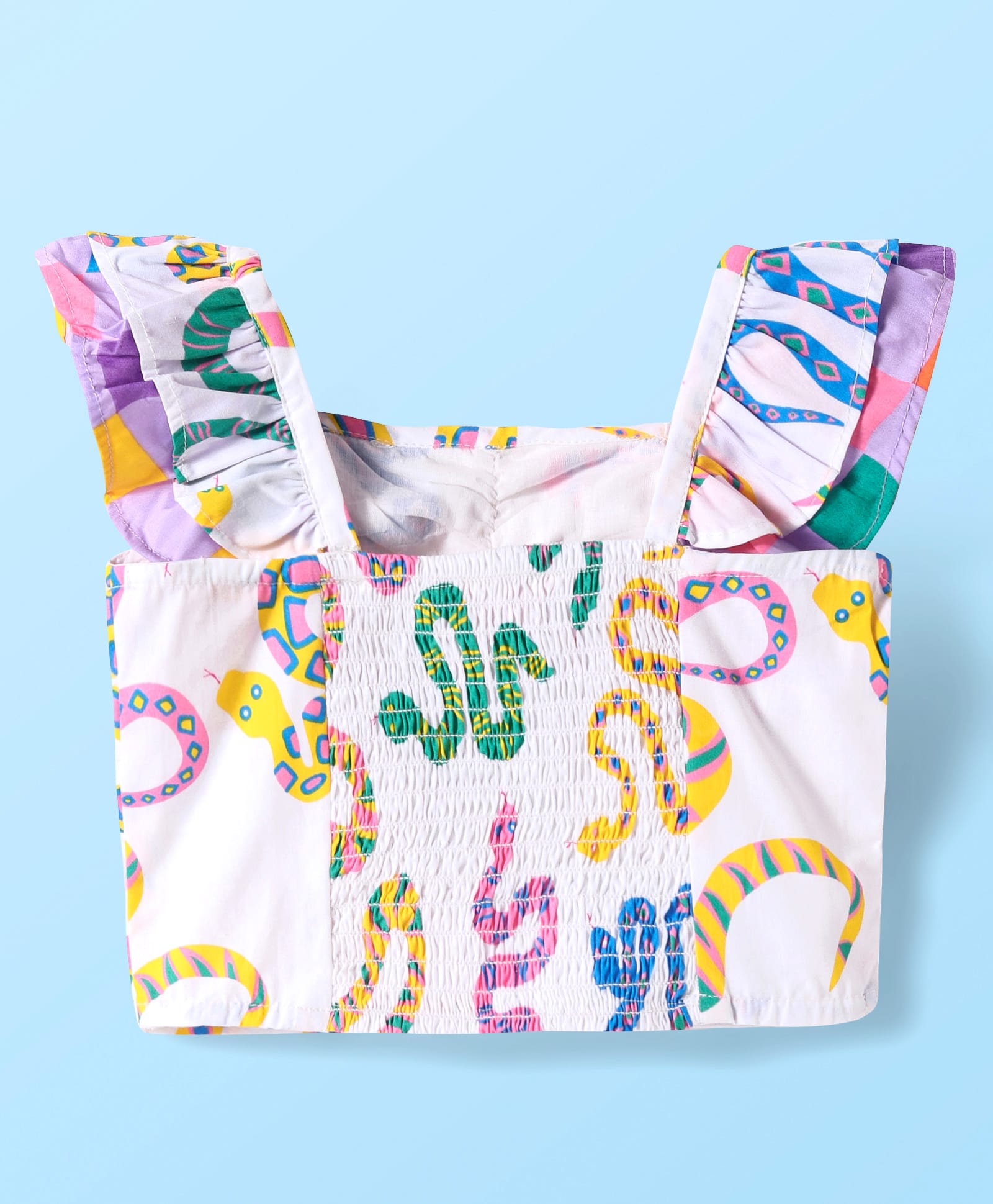 Board game inspired Girls Multi Color Snake Print Top and Shorts Set