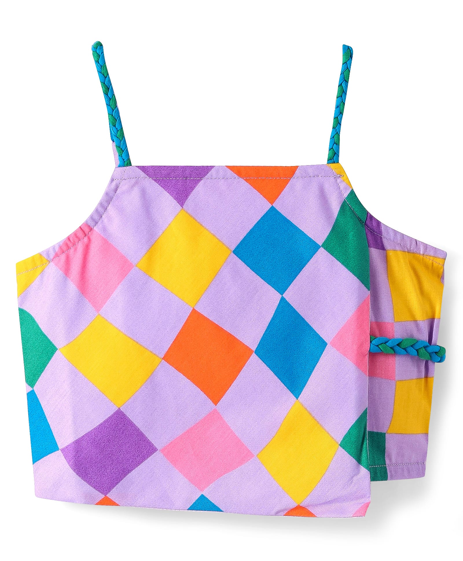 Board game inspired Girls Multi Color Rotary Print Top and Pant Set