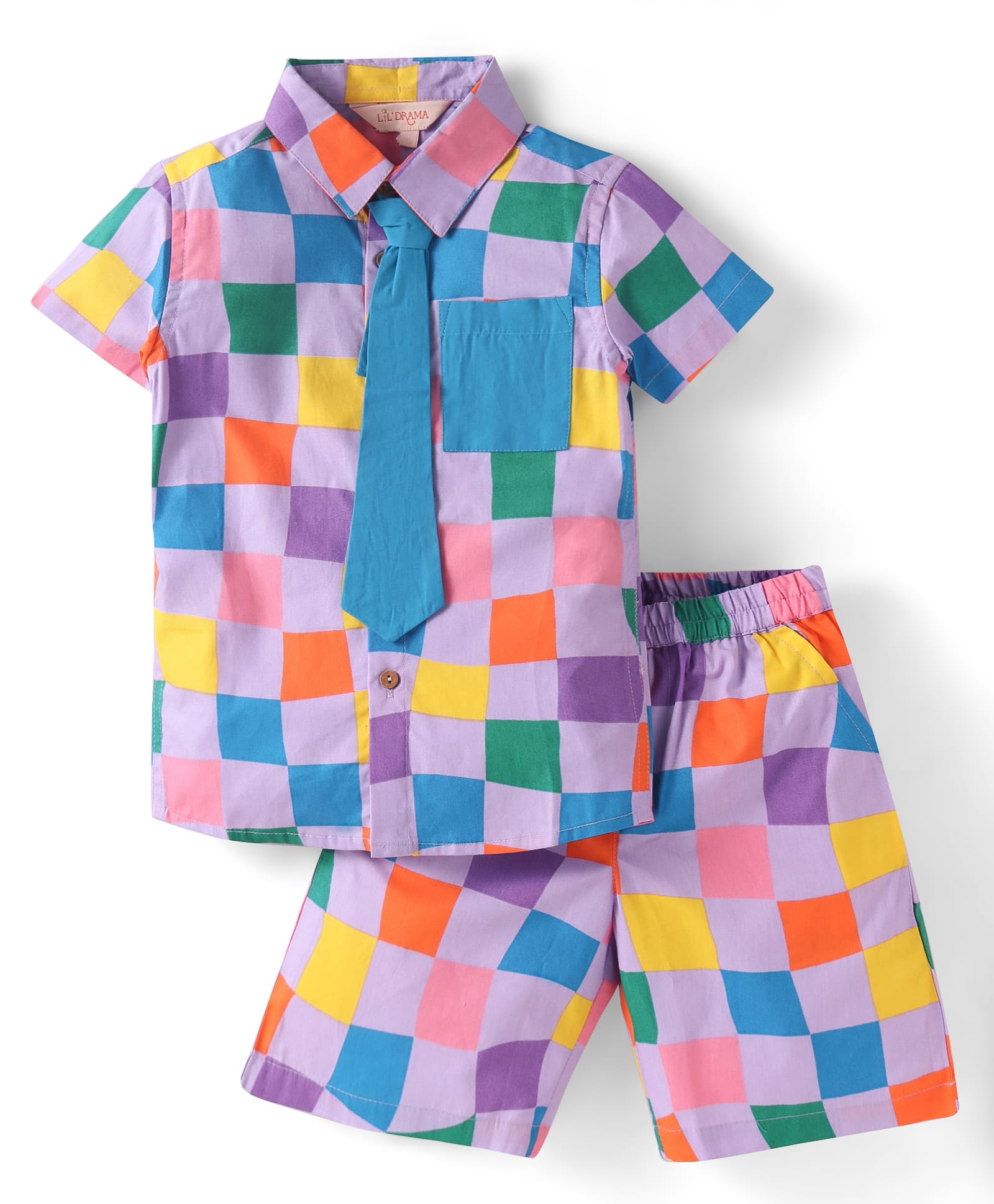Board game inspired Boys Multi Color Rotary Print Shirt and Boxer Set