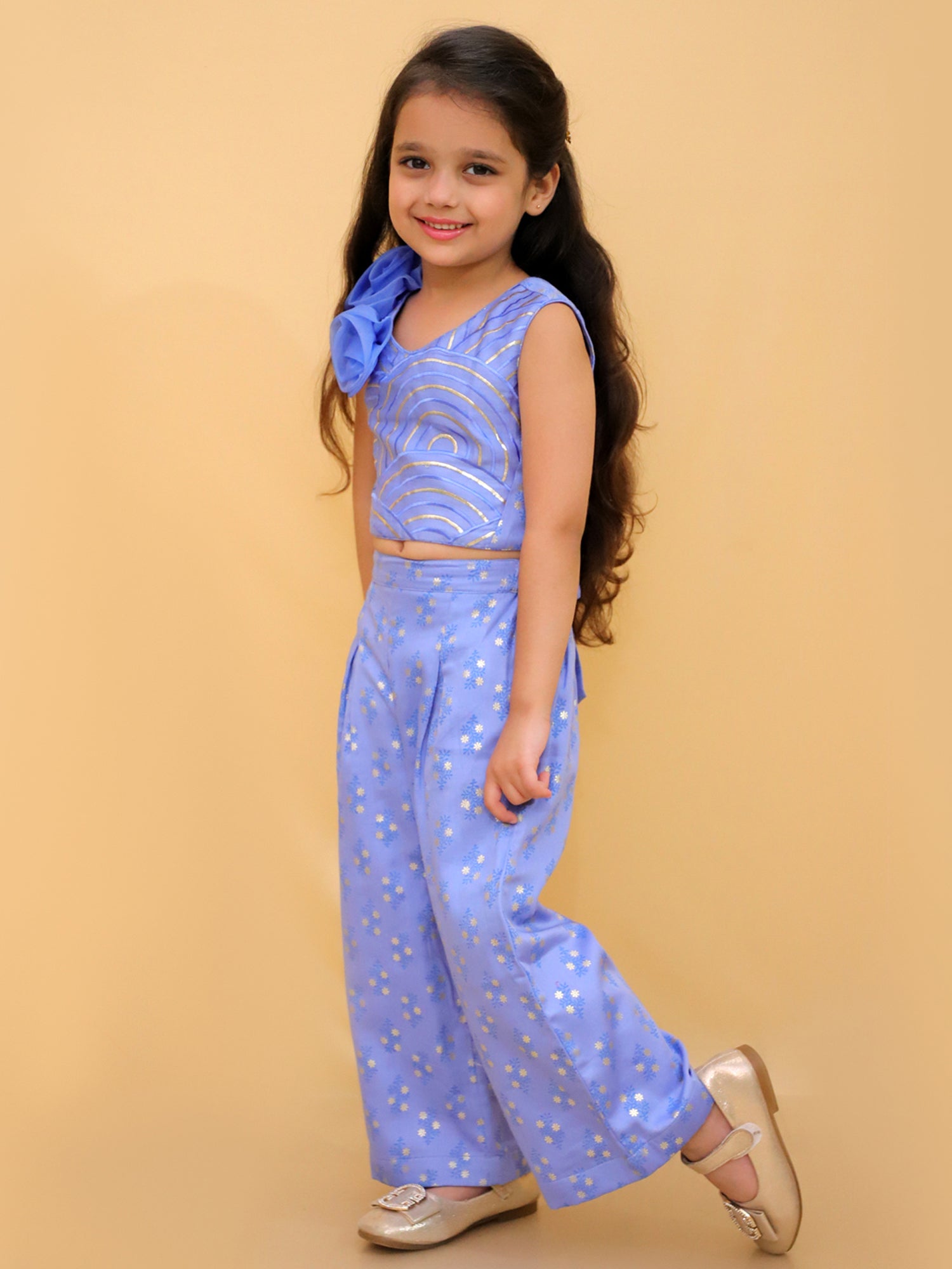 Bollywood tadka Blue Stylish Top and Pant Set For Girls