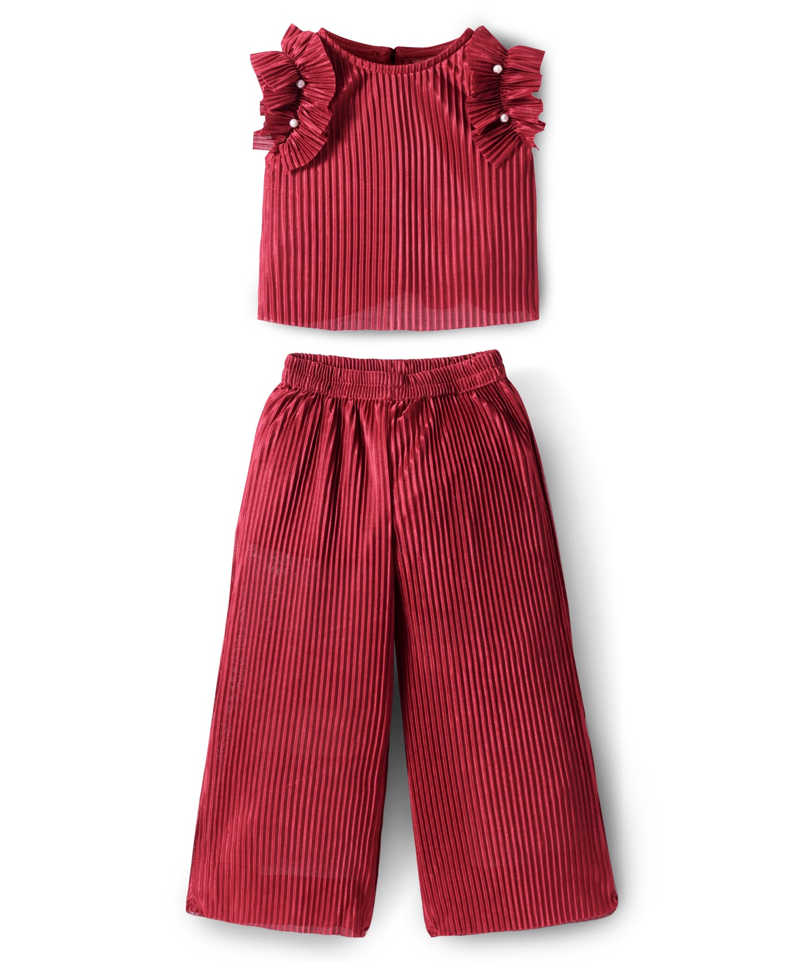 Glam up Girls Maroon Party Top with Pant Girls Co-ordinate set