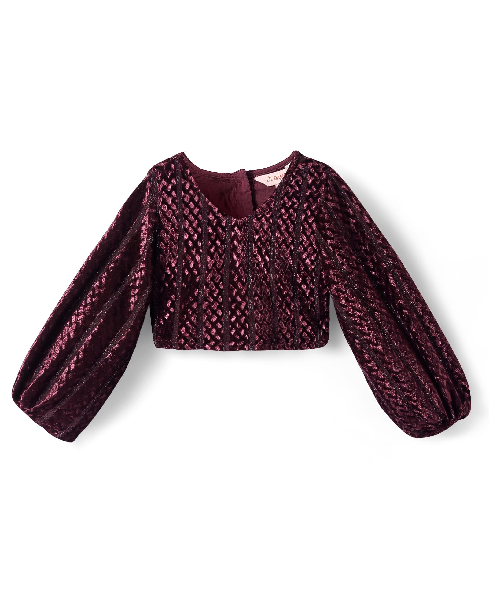 Razzle Dazzle Girls Party Wine Velvet Top With Skirt Set