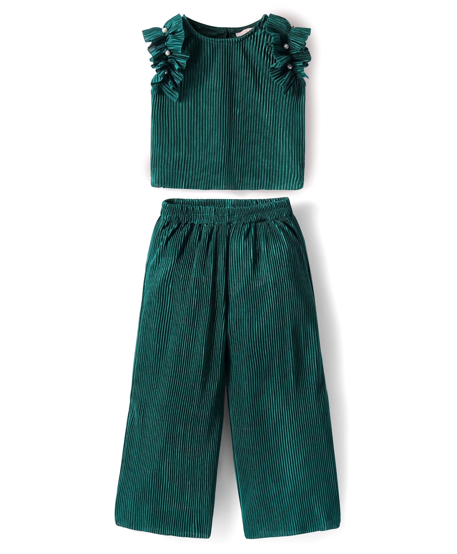 Glam up Girls Green Party Top with Pant Girls Co-ordinate set
