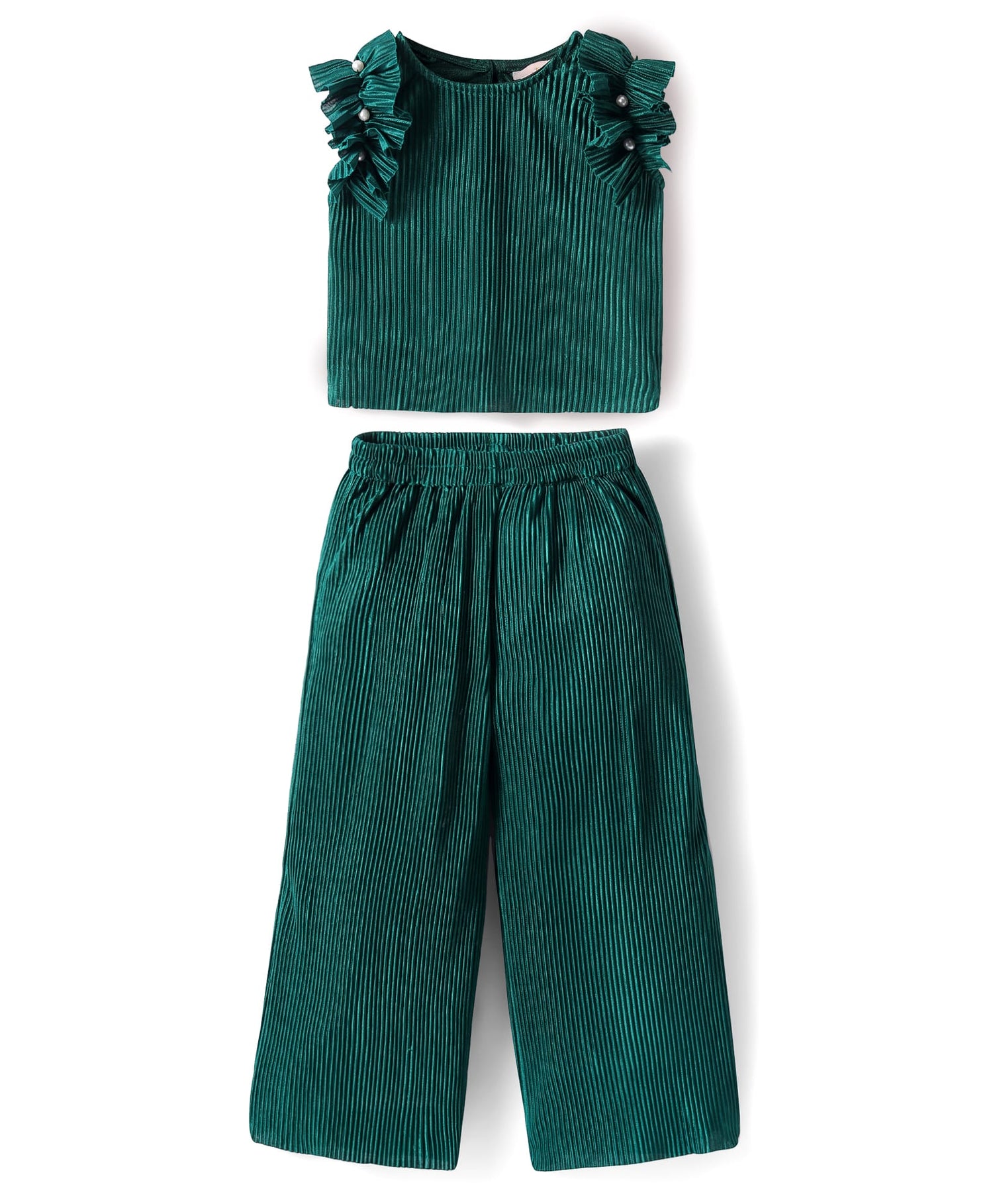 Glam up Girls Green Party Top with Pant Girls Co-ordinate set