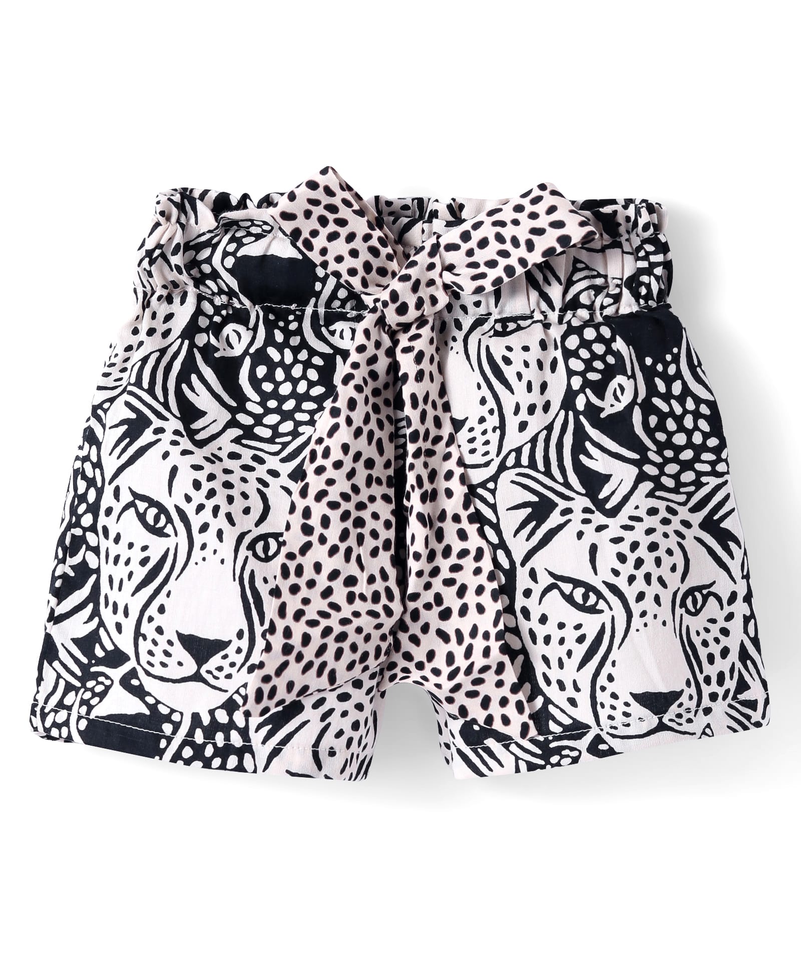 Roar at the Door Girls Brown and Black Printed Top and Shorts Set with Hairband