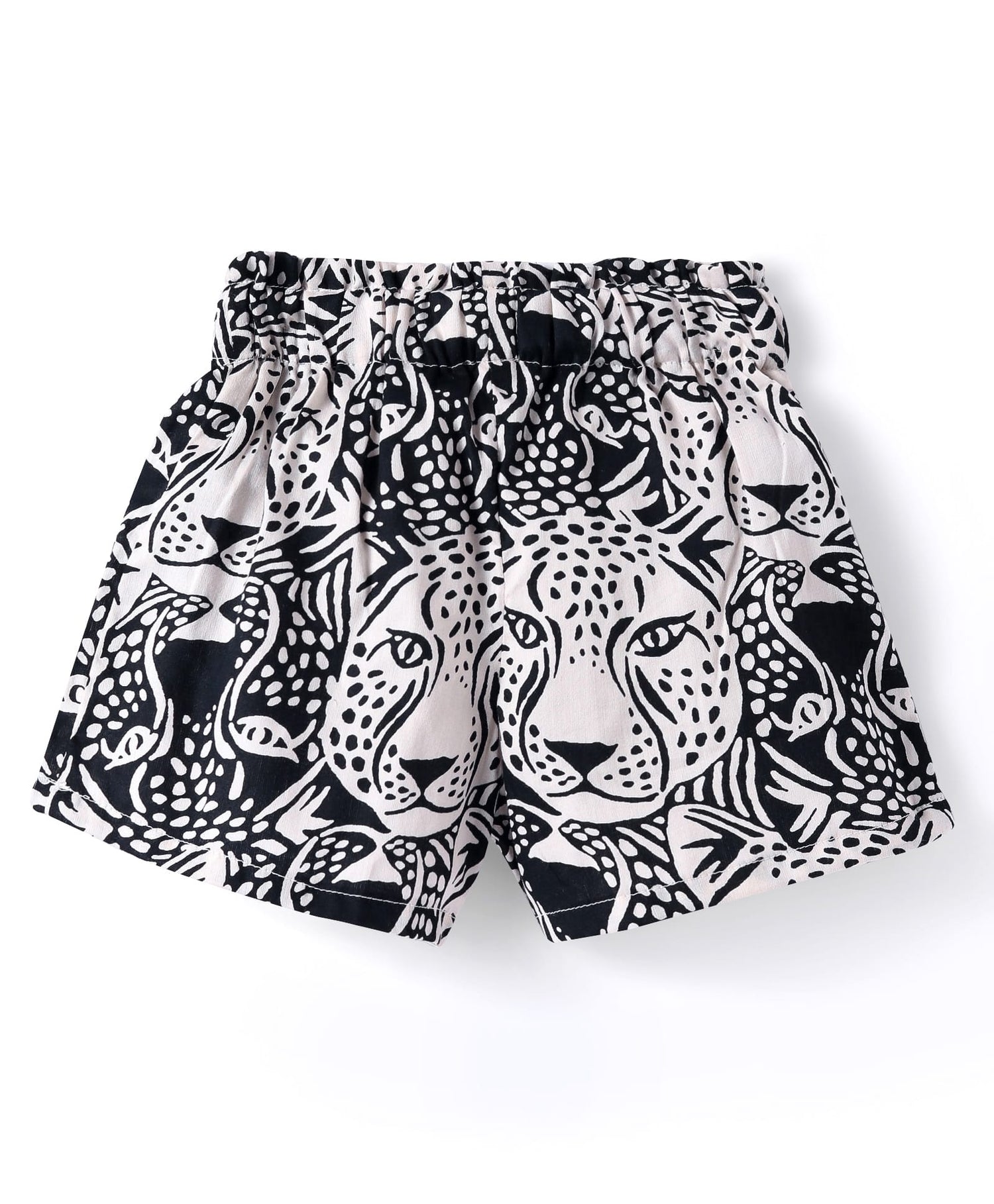 Roar at the Door Girls Brown and Black Printed Top and Shorts Set with Hairband