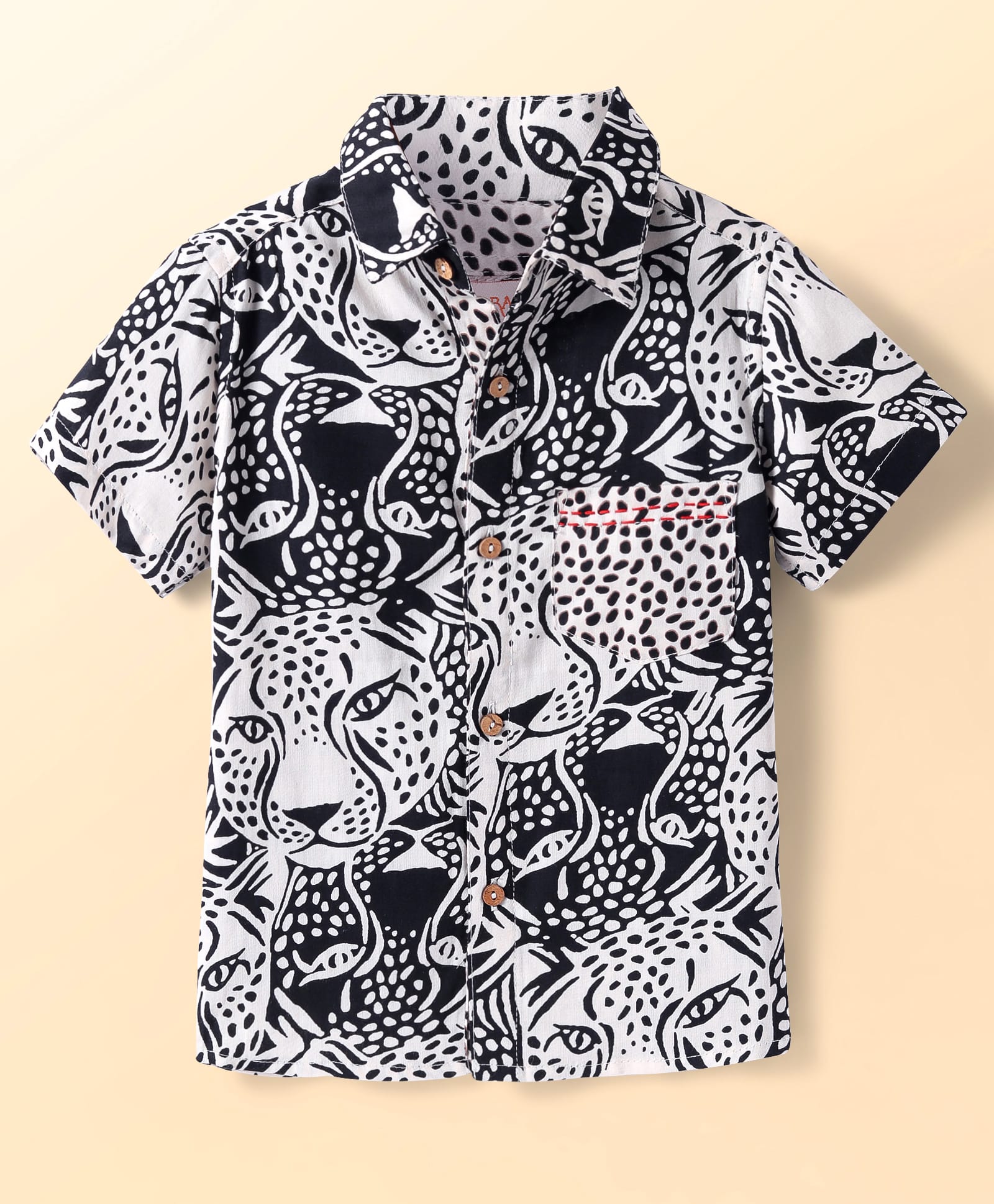 Roar at the Door Boys Brown and Black Printed Shirt