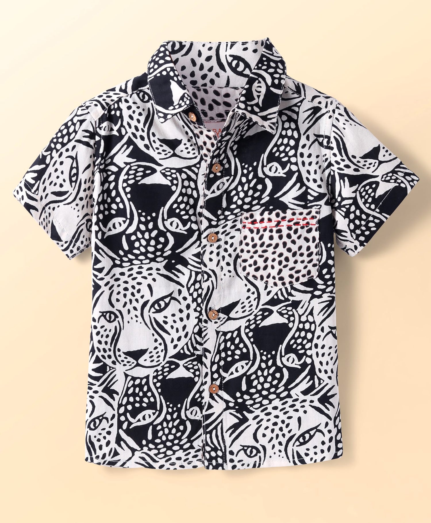 Roar at the Door Boys Brown and Black Printed Shirt
