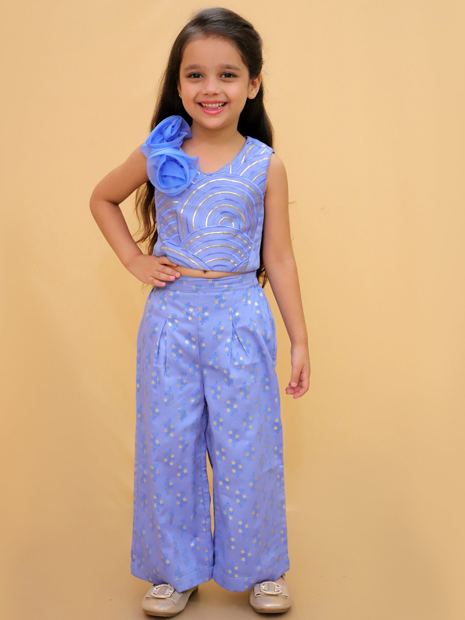 Bollywood tadka Blue Stylish Top and Pant Set For Girls