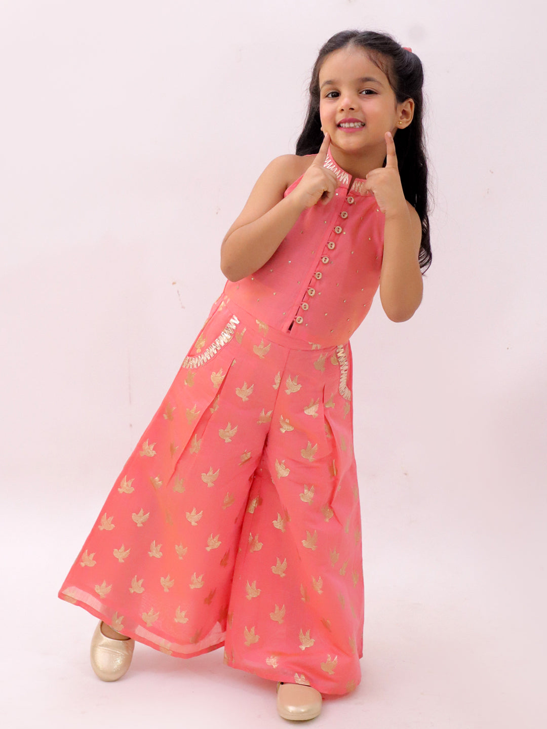 Mishti Peach Top and Pant Set For Girls