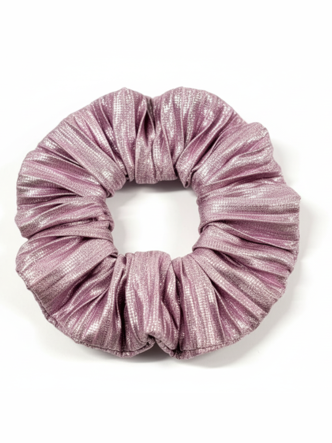 Lil Drama Pink Shimmer Pleated Fabric Scrunchie - Pink