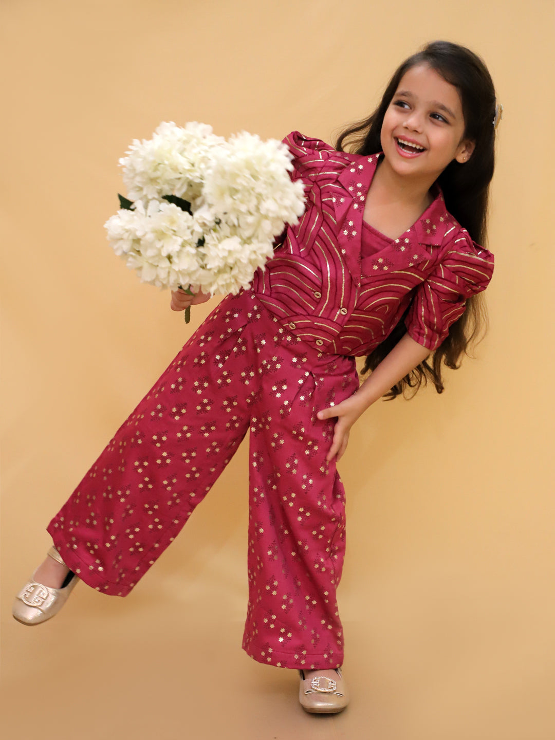Bollywood Tadka Wine Stylish Jacket and Pant With Bustier Set For Girls