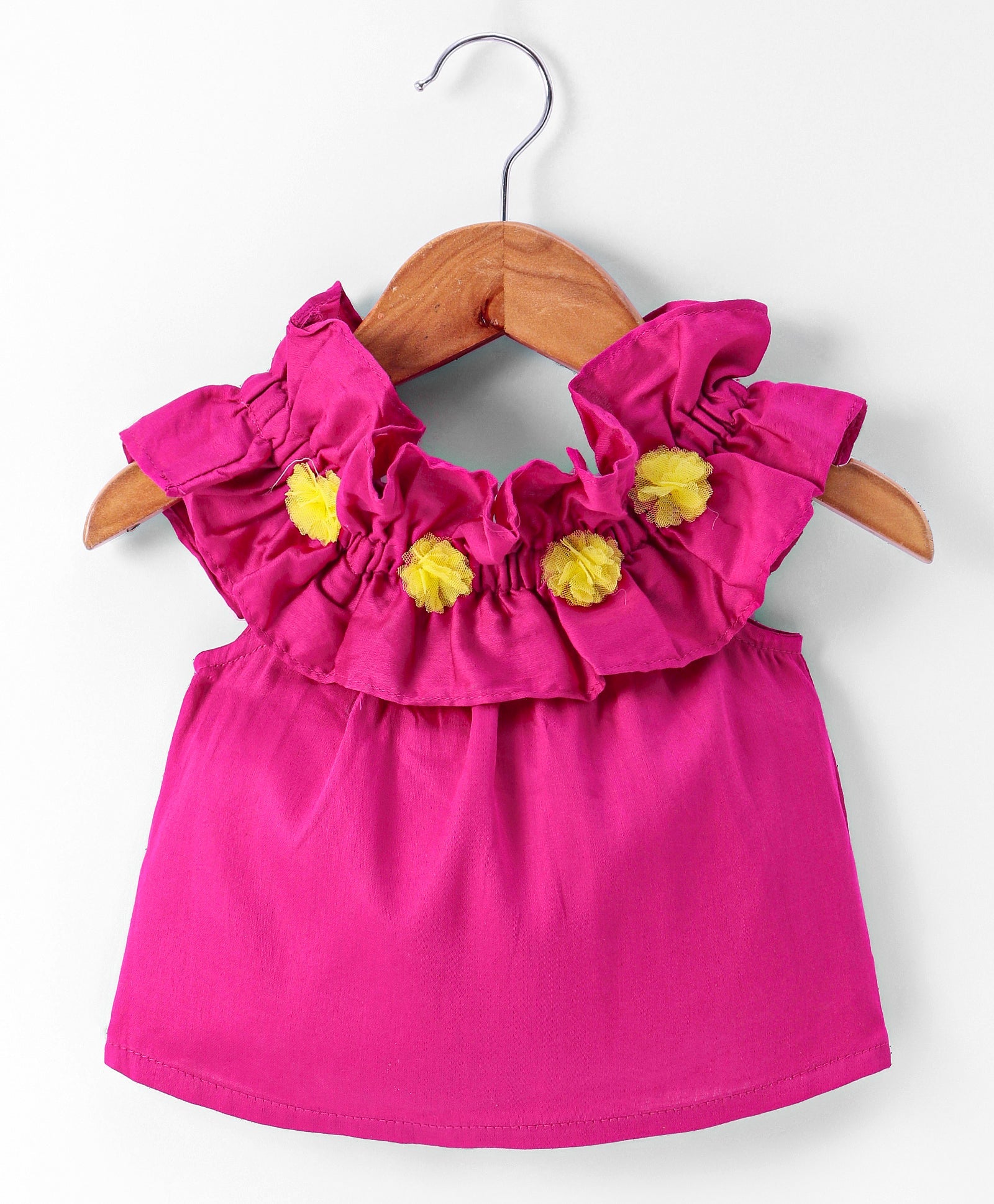 Girls Stylish and Trendy Cotton satin Ruffle off sholuder Top with Shorts
