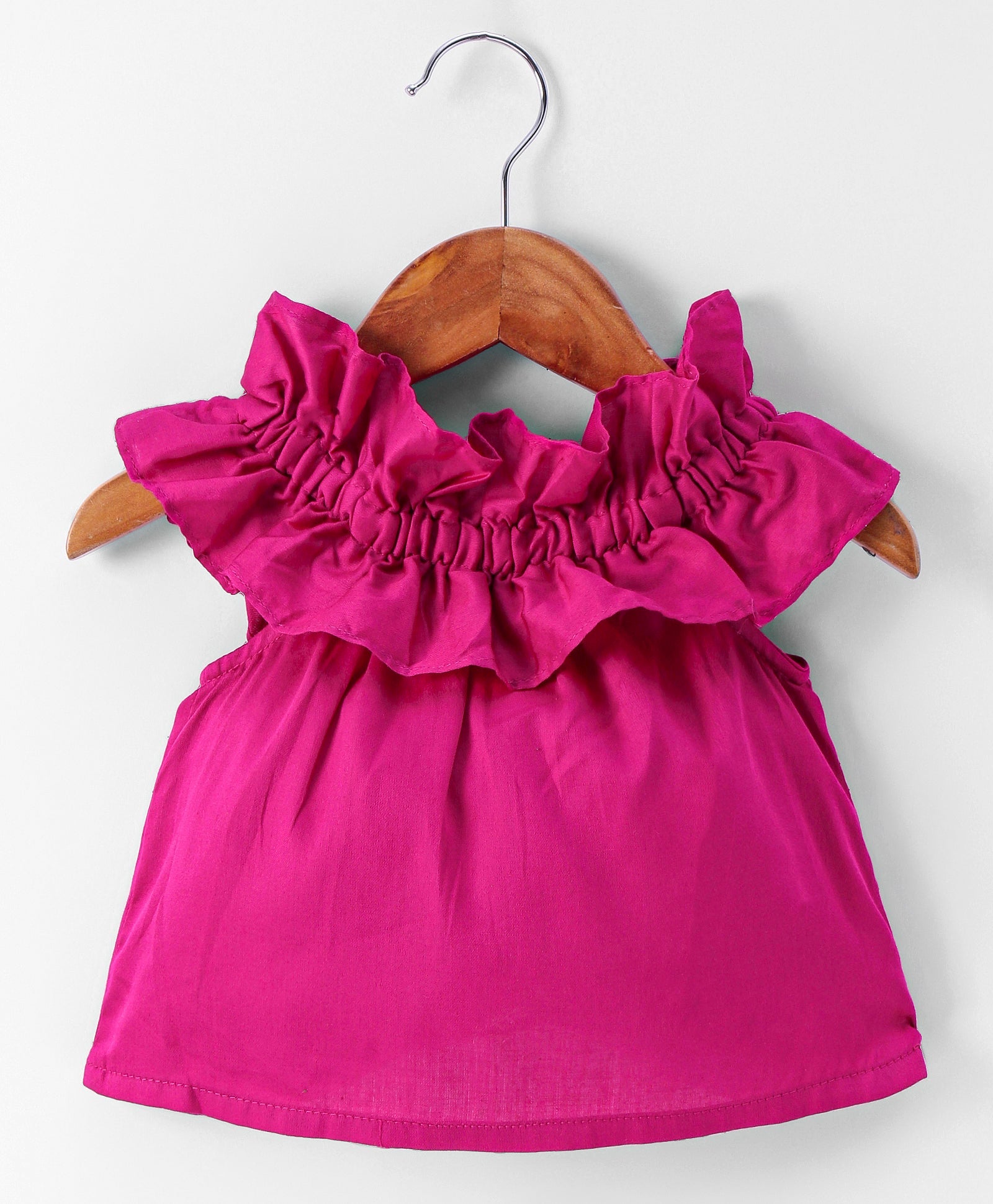 Girls Stylish and Trendy Cotton satin Ruffle off sholuder Top with Shorts