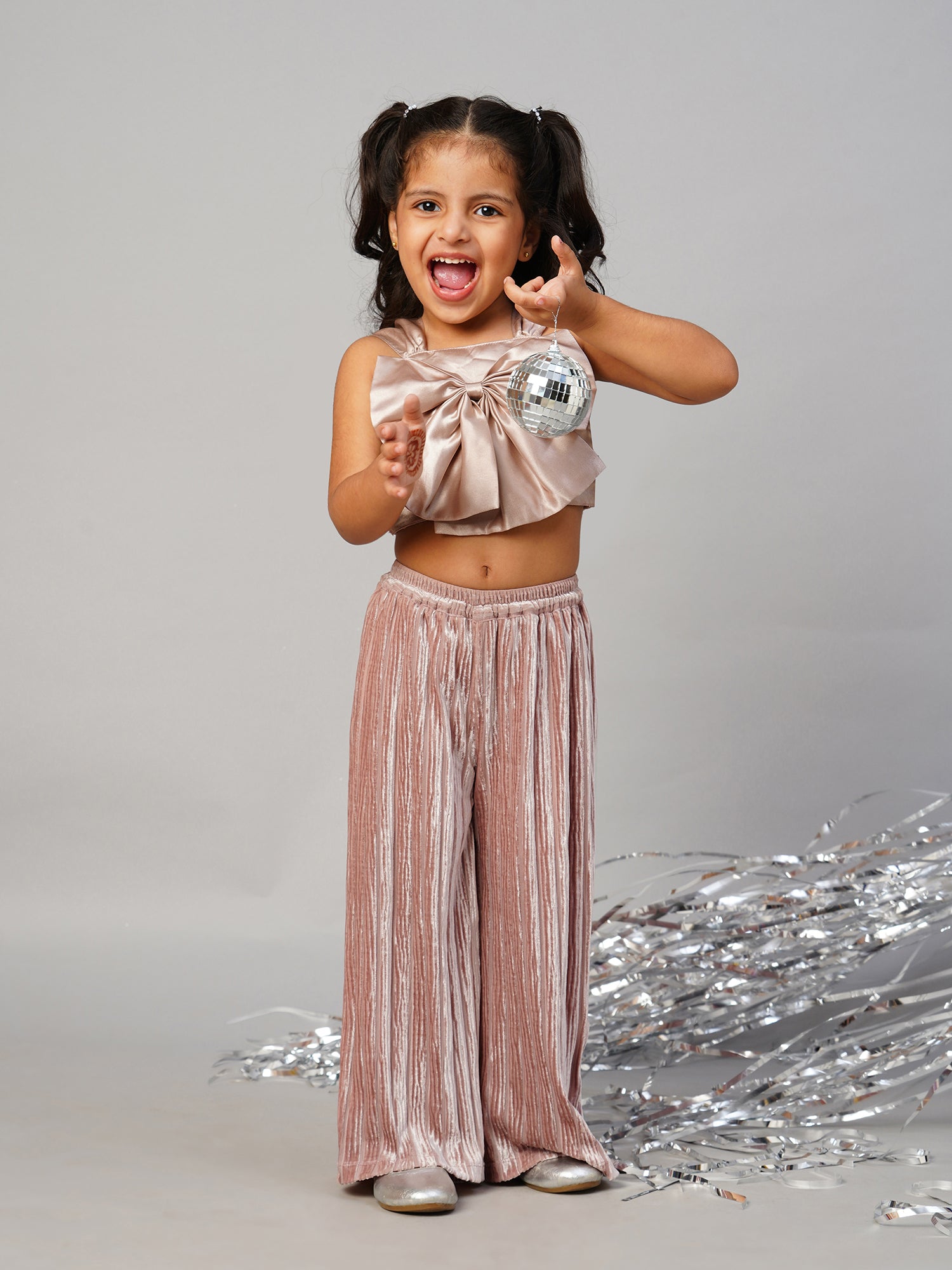 Glam Up Girls Gold Pant With Satin Top Party Girls Co-ordinate set
