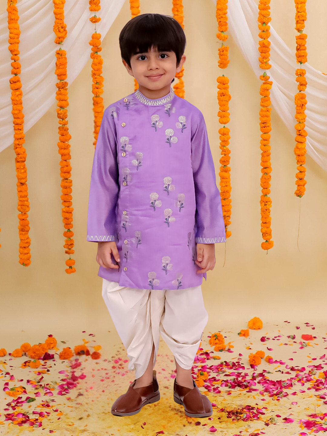 Mishti Purple Kurta Dhoti Set For Boys