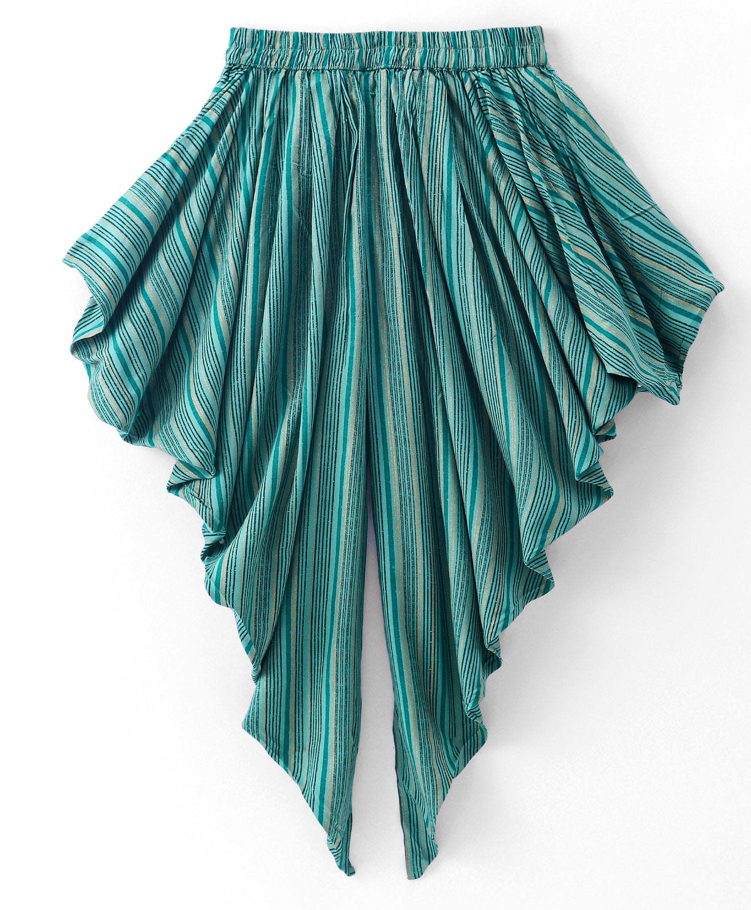 Girls Printed Gold Stripe Viscose Top with viscose Dhoti set