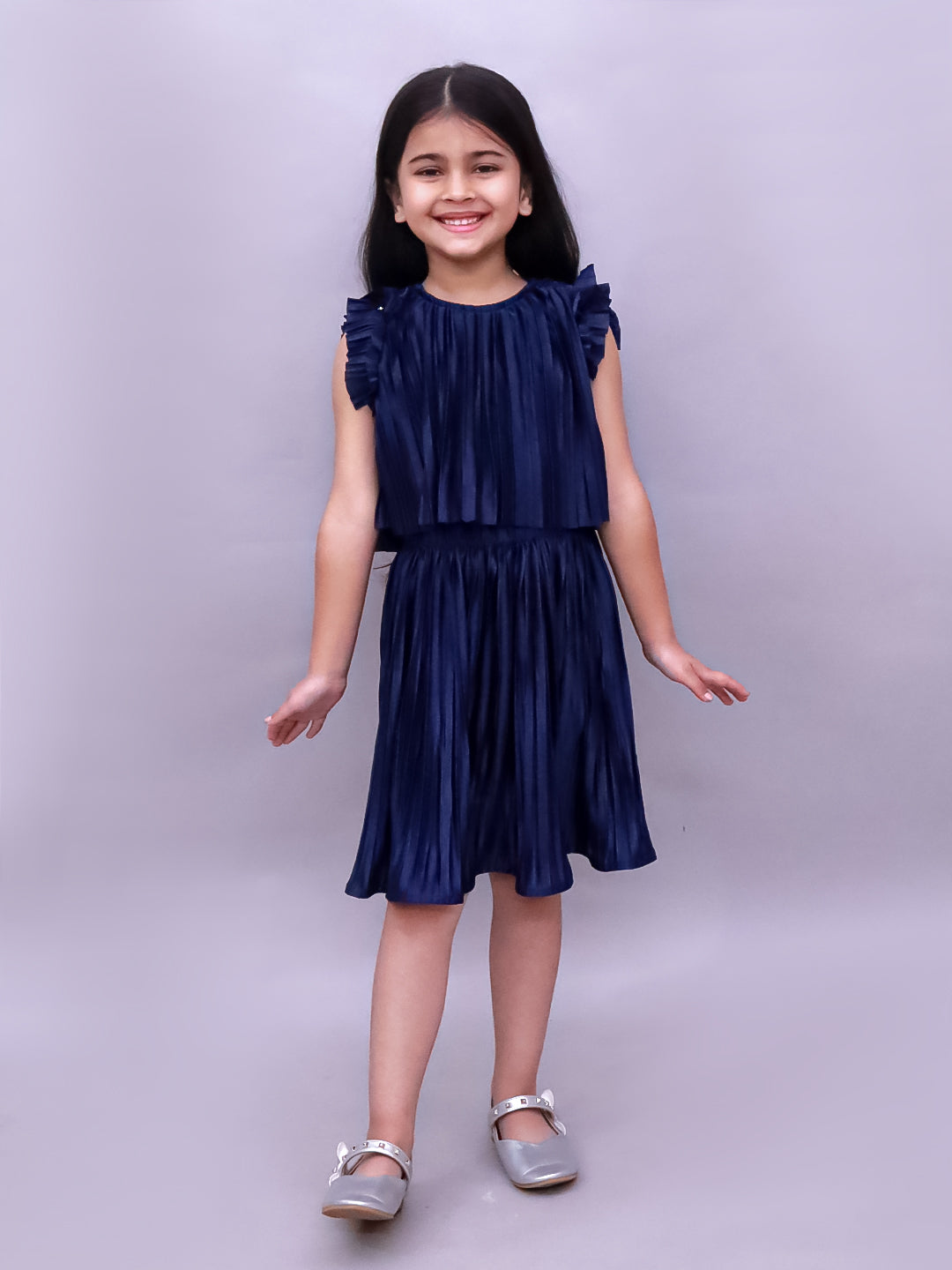 Glam Up Girls Party Navy Blue Top And Skirt
