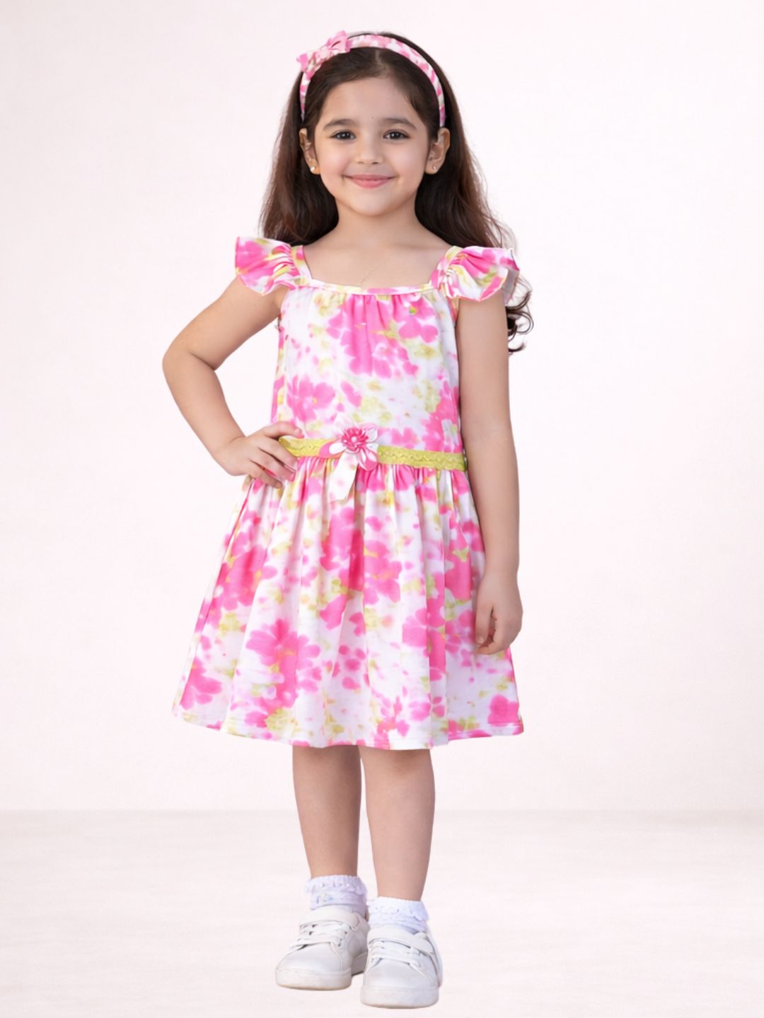 Petal Play Girls Pink Cotton Dress